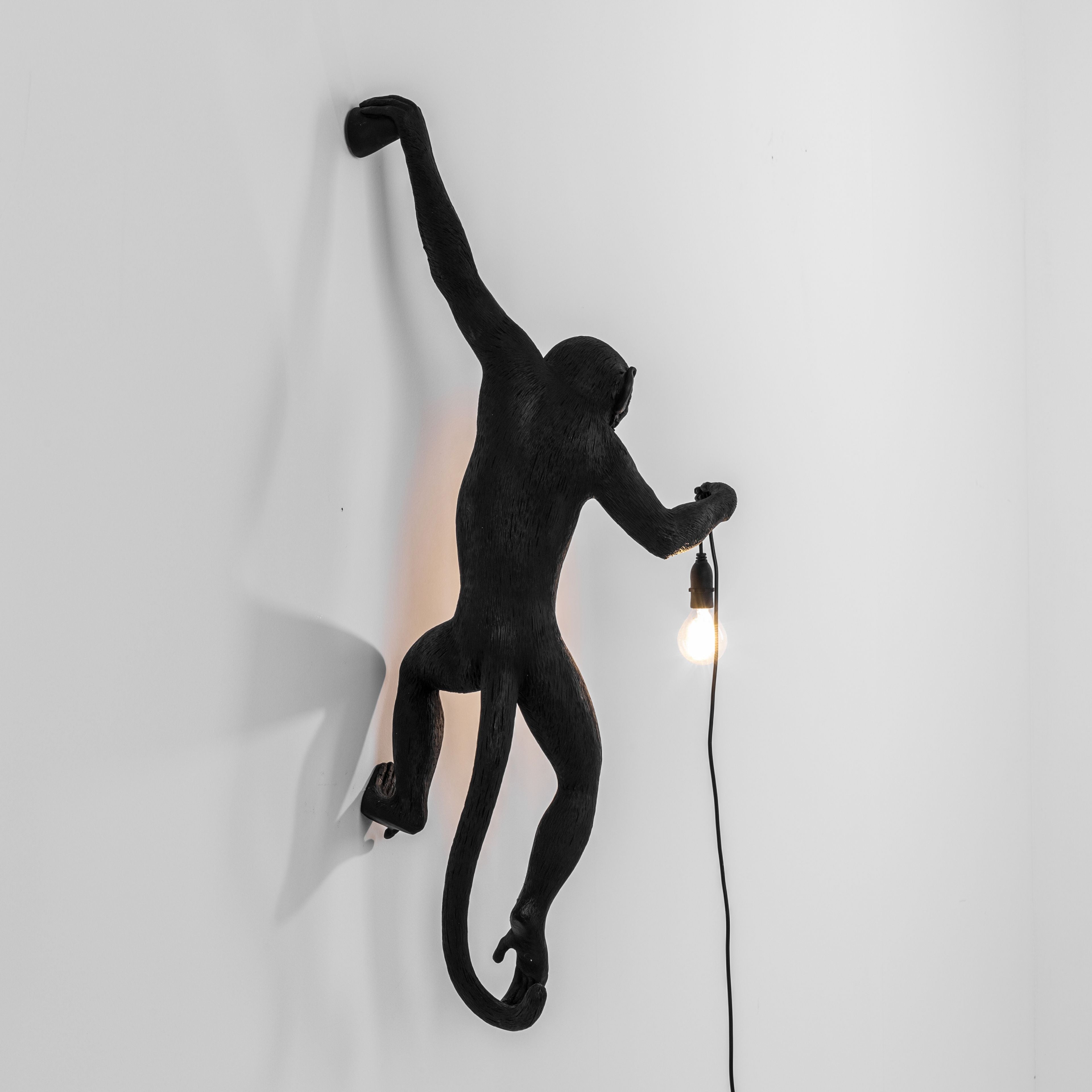 Seletti Monkey Outdoor Lamp Black, Hanging Left Hand