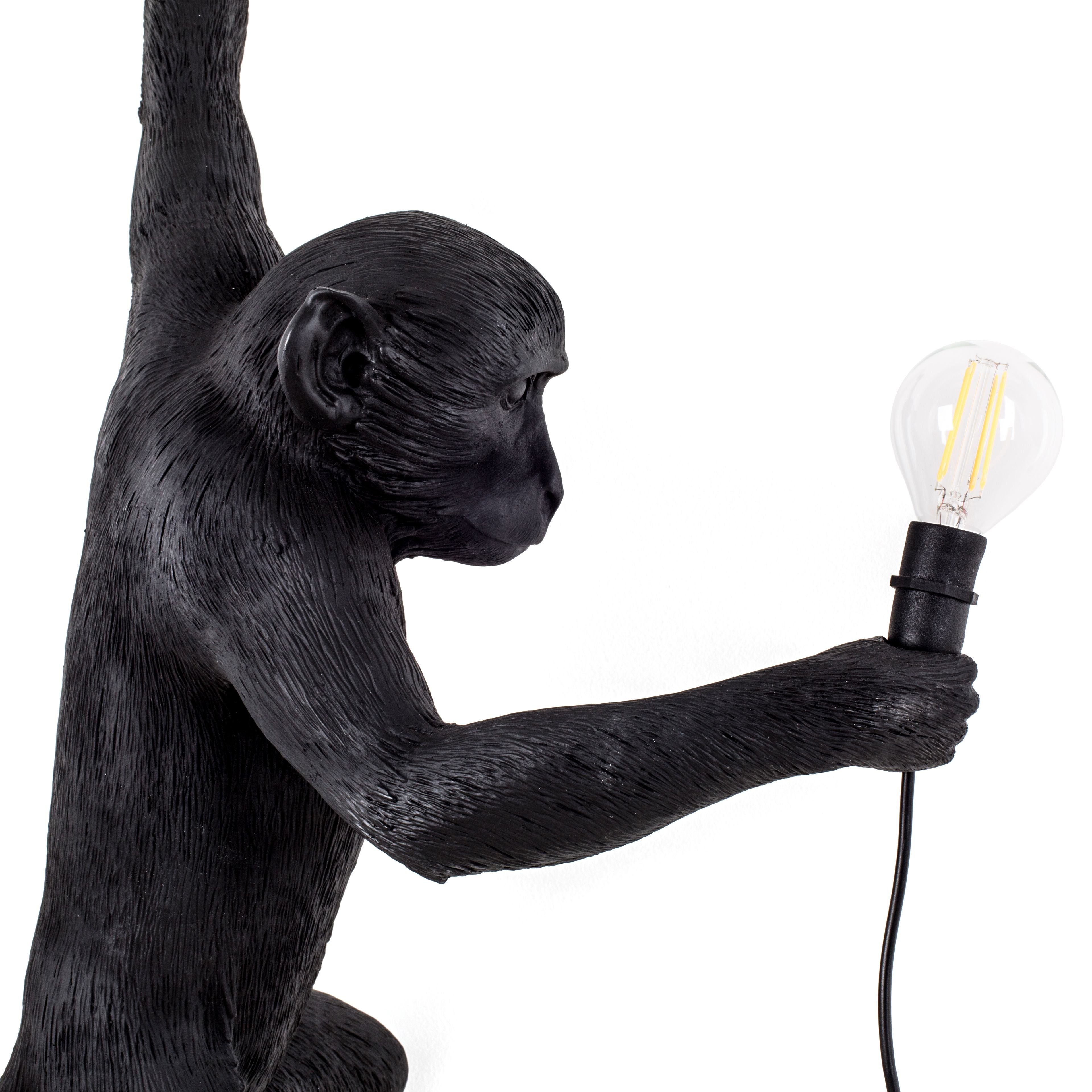 Lampka zewnętrzna Seletti Monkey Black, wisząca lewa ręka
