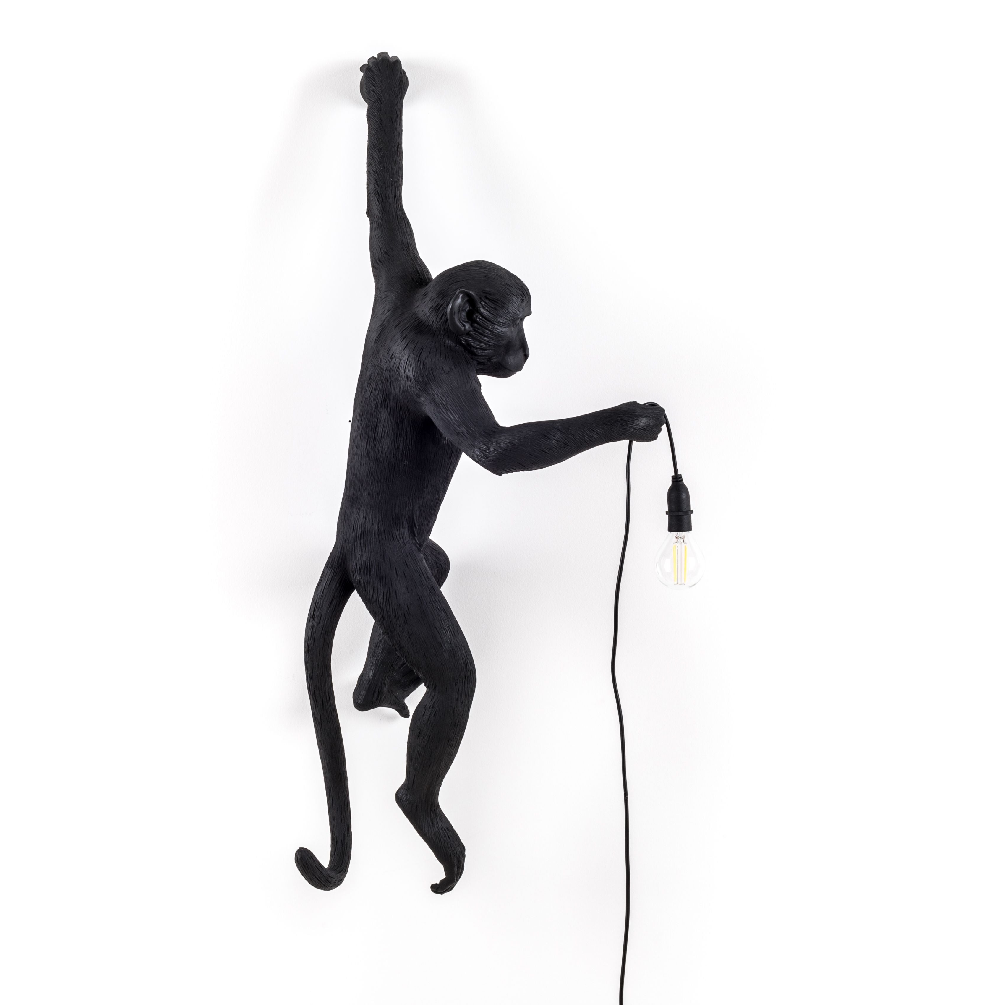 Lampka zewnętrzna Seletti Monkey Black, wisząca lewa ręka
