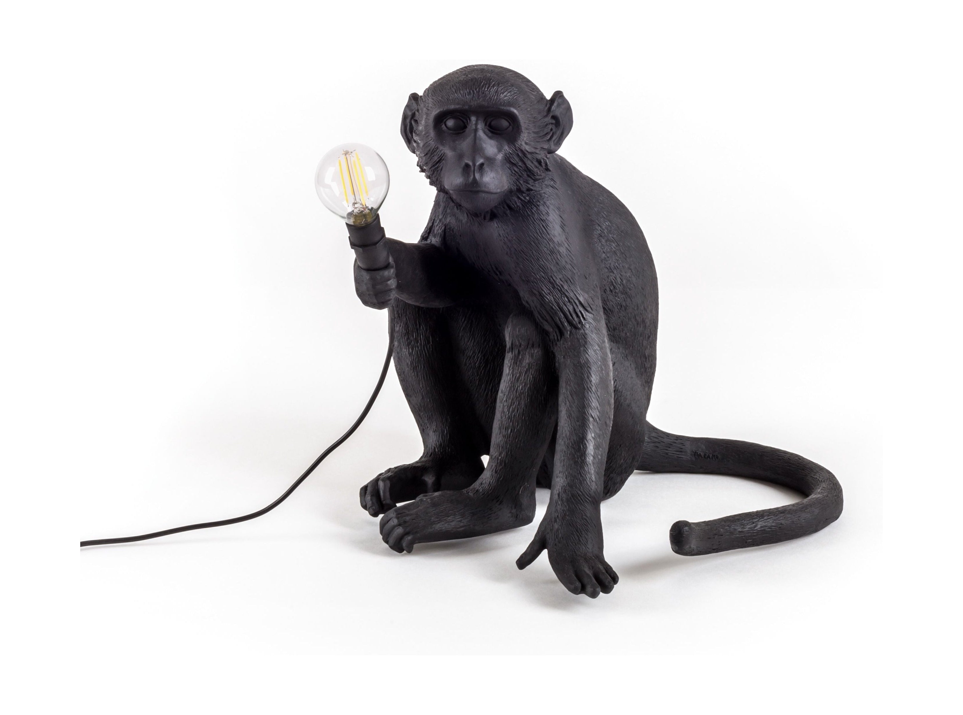 Lampka zewnętrzna Seletti Monkey Black, siedzi