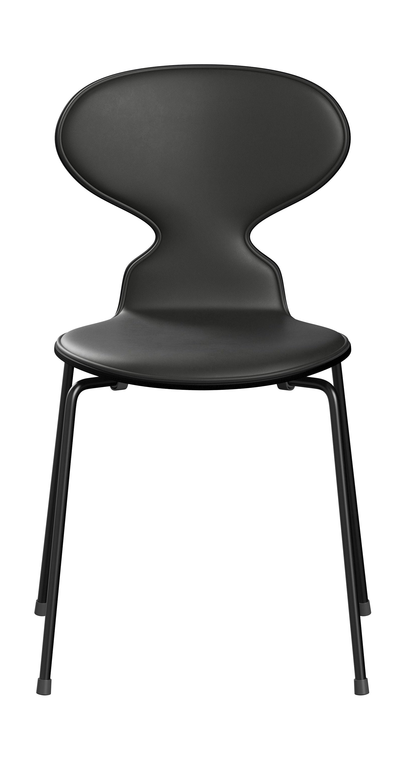 Fritz Hansen 3101 Ant Krzesło przednie tapicerowane, skorupa: lakierowana okleina czarna, tapicerka: niezbędna skórzana czarna, podstawa: stal/czarny