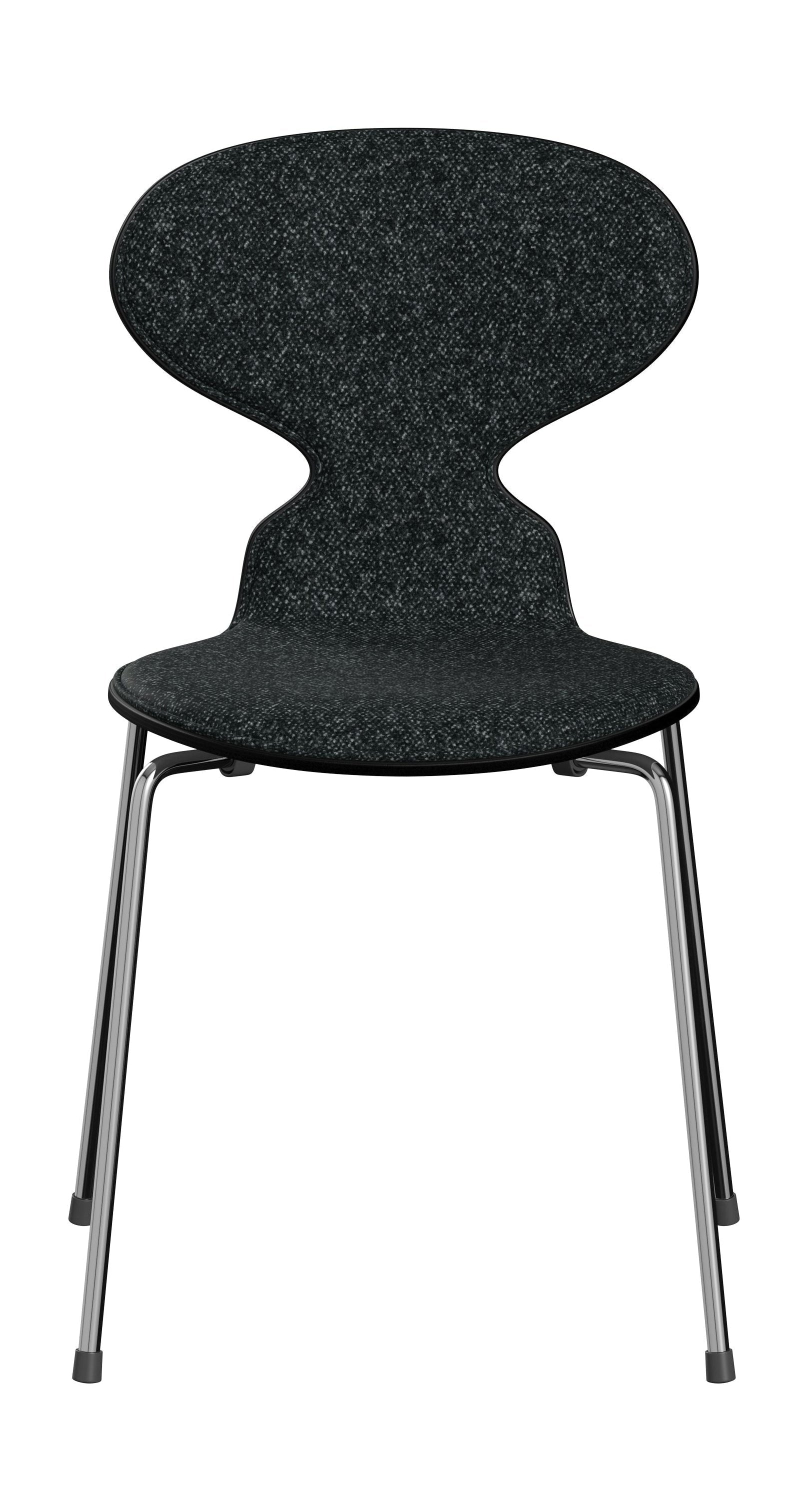 Fritz Hansen 3101 Ant Krzesło przednie tapicerowane, skorupa: kolorowy fornir czarny, tapicerka: Vanir Textile Black/Grey, podstawa: stal/chrom