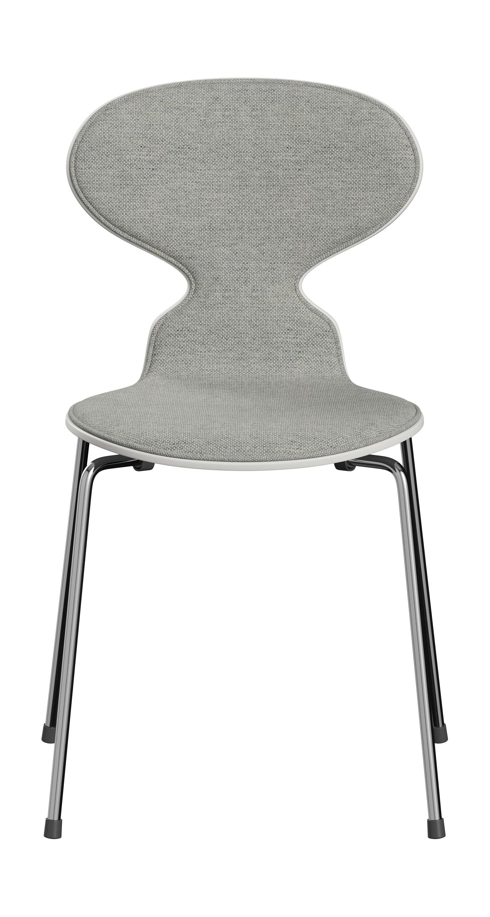Fritz Hansen 3101 Ant Krzesło przednie tapicerowane, skorupa: lakierowana fornir biały, tapicerka: hallingdal tekstylny biały/szary, podstawa: stal/chrom