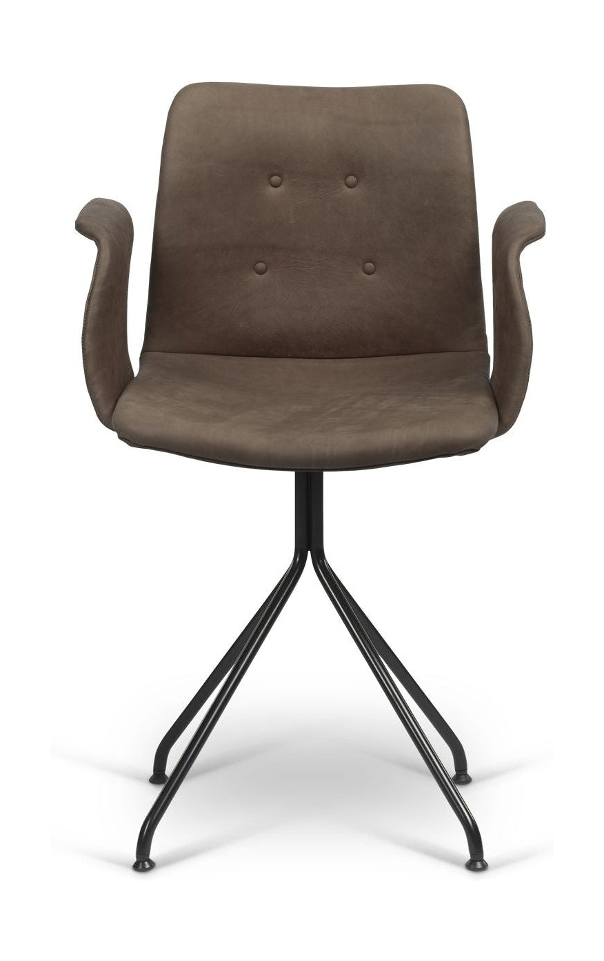 Bent Hansen Primum krzesło z podłokietnikami czarna twarda rama, skóra Tartufo Davos