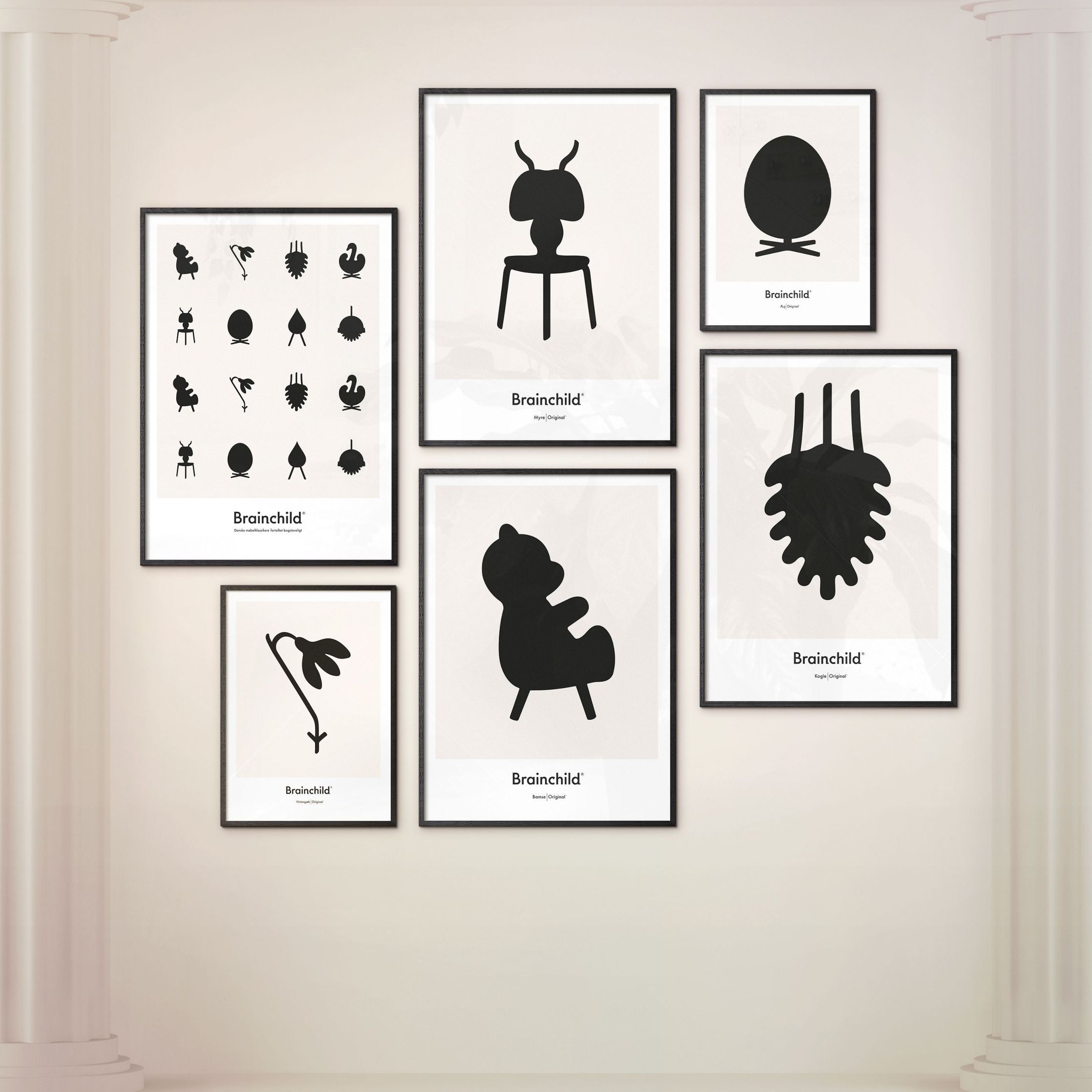 Plakat ikon mrówek mrówek bez ramek 70 x 100 cm, szary