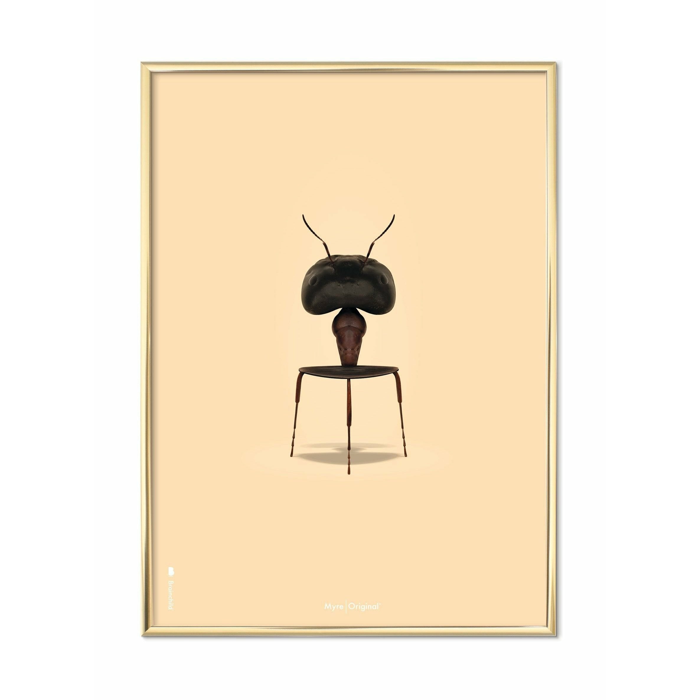 Pomysły plakat mrówek, mosiężna rama 50x70 cm, tło w kolorze piasku