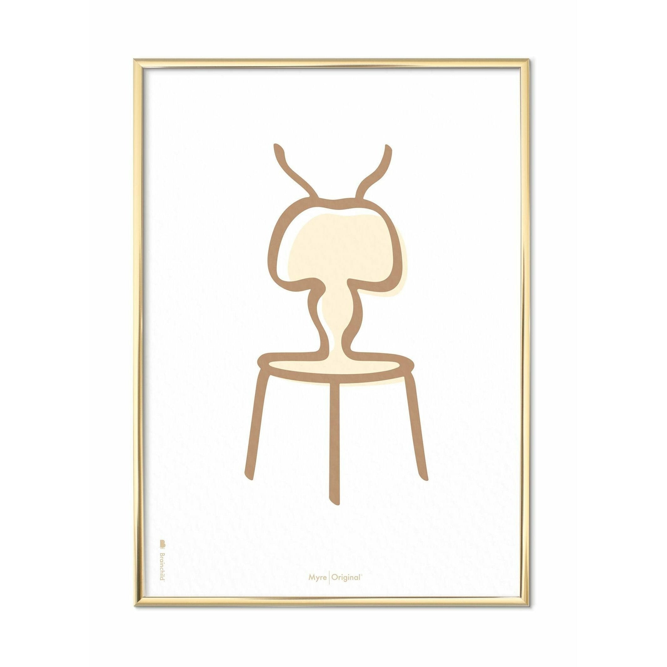 Pomysły plakat mrówki, mosiężna rama 50 x 70 cm, białe tło