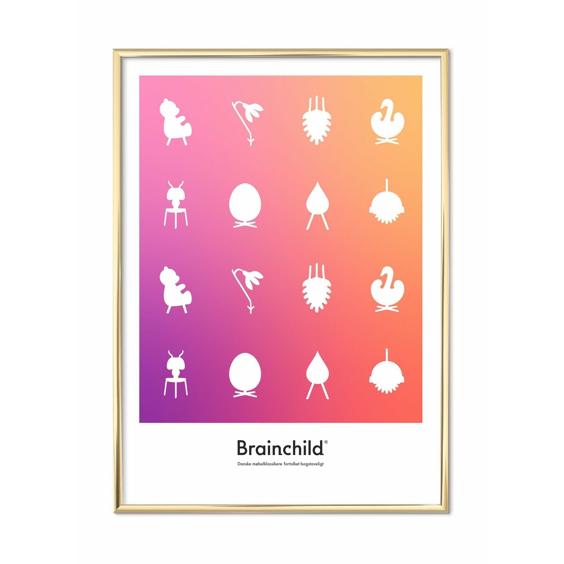 Brainchild Design Icon Poster, Brass Frame 70 X100 Cm, Colour