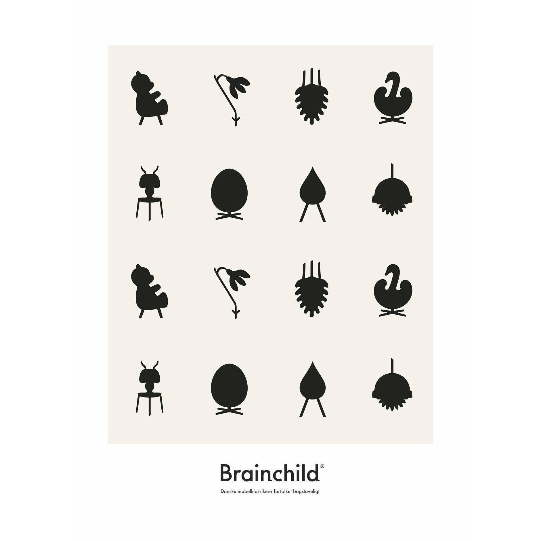 Brainchild Design Icon Poster Without Frame 50 X70 Cm, Grey