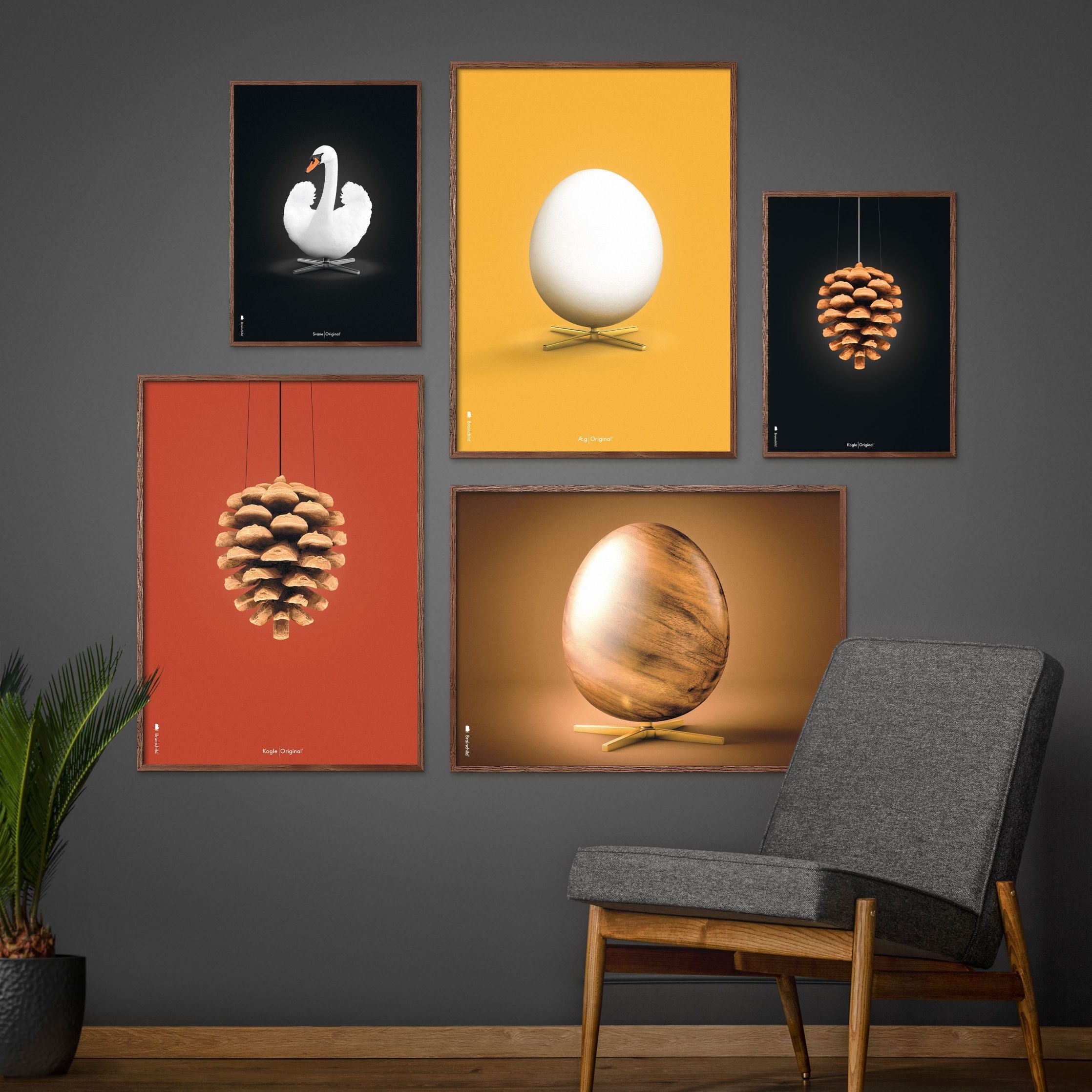 Plakat w formacie jaja pomysłu, rama wykonana z ciemnego drewna A5, brązowy