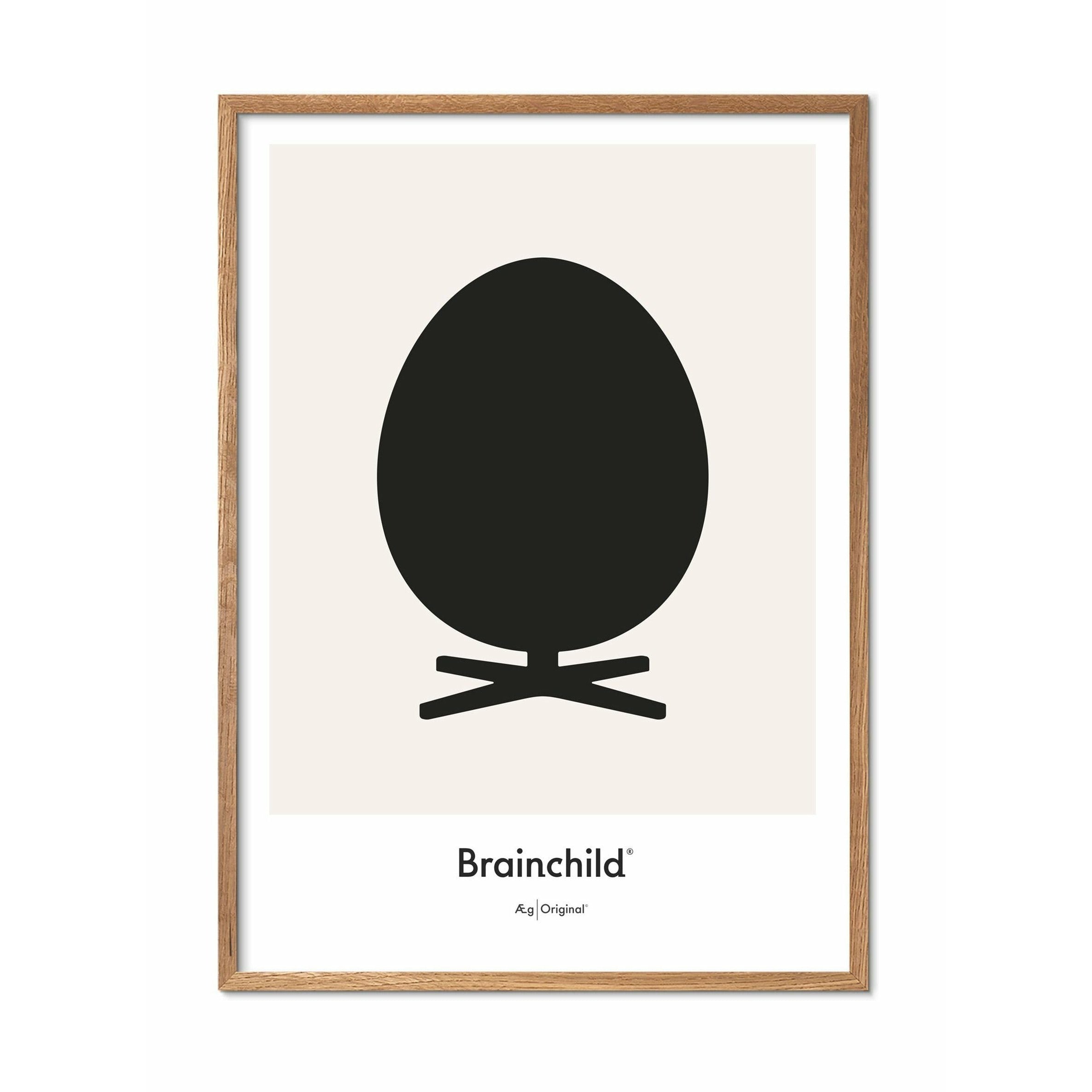 Plakat ikon ikon jaja na jajku, rama wykonana z jasnego drewna 30x40 cm, szary