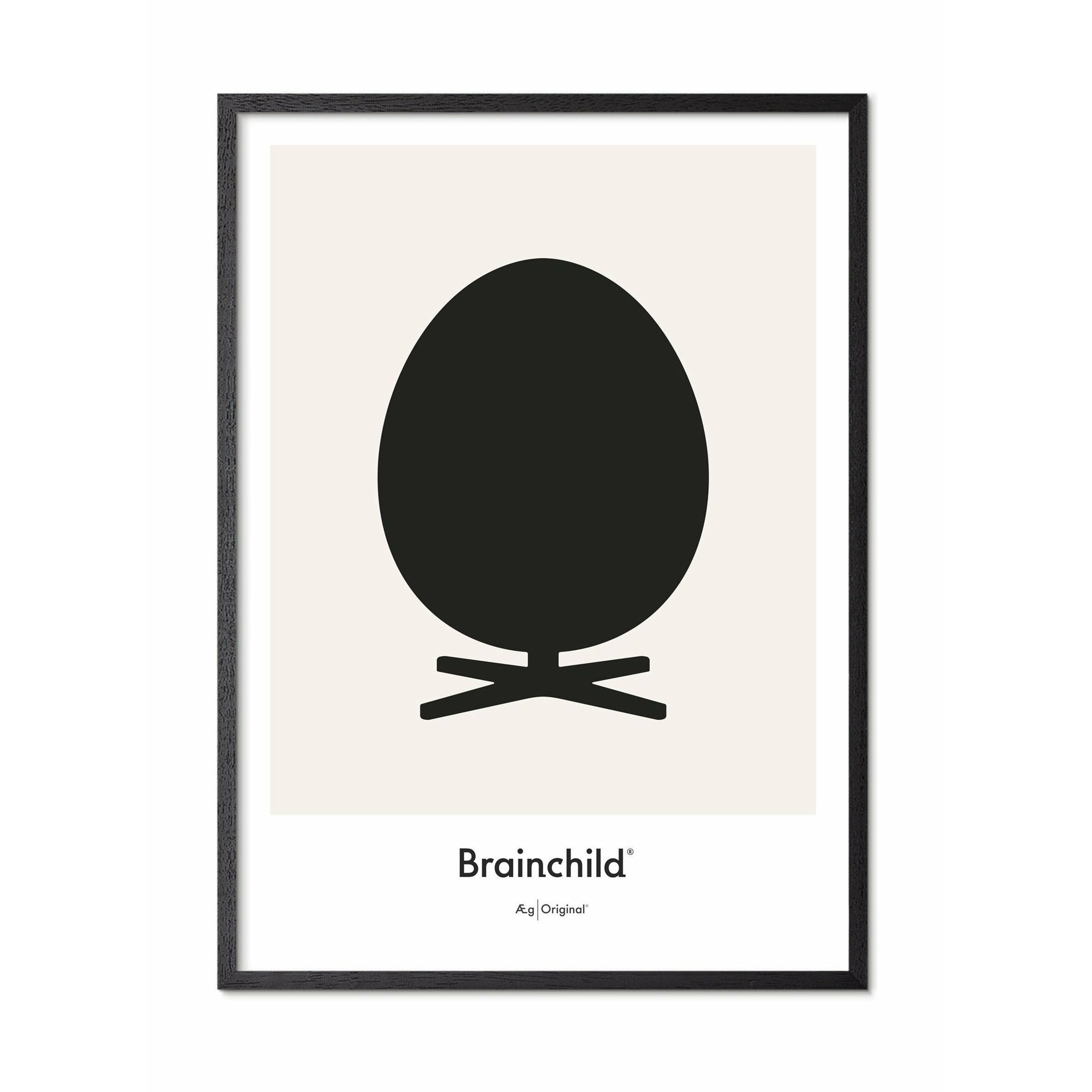 Plakat ikona jaja na jajka, rama w czarnym lakierowanym drewnie 70 x 100 cm, szary