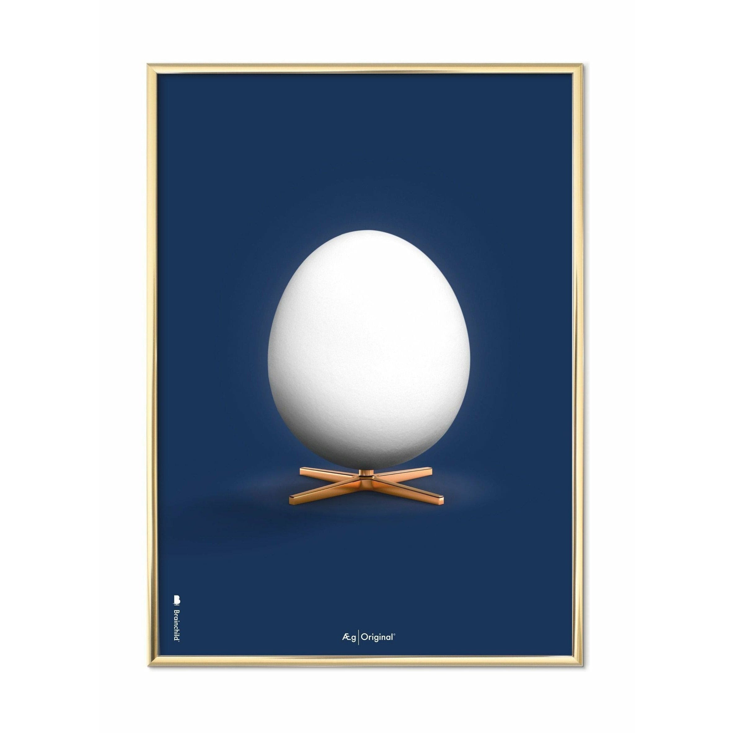 Klasyczny plakat jaja, mosiężna rama 30 x 40 cm, ciemnoniebieskie tło