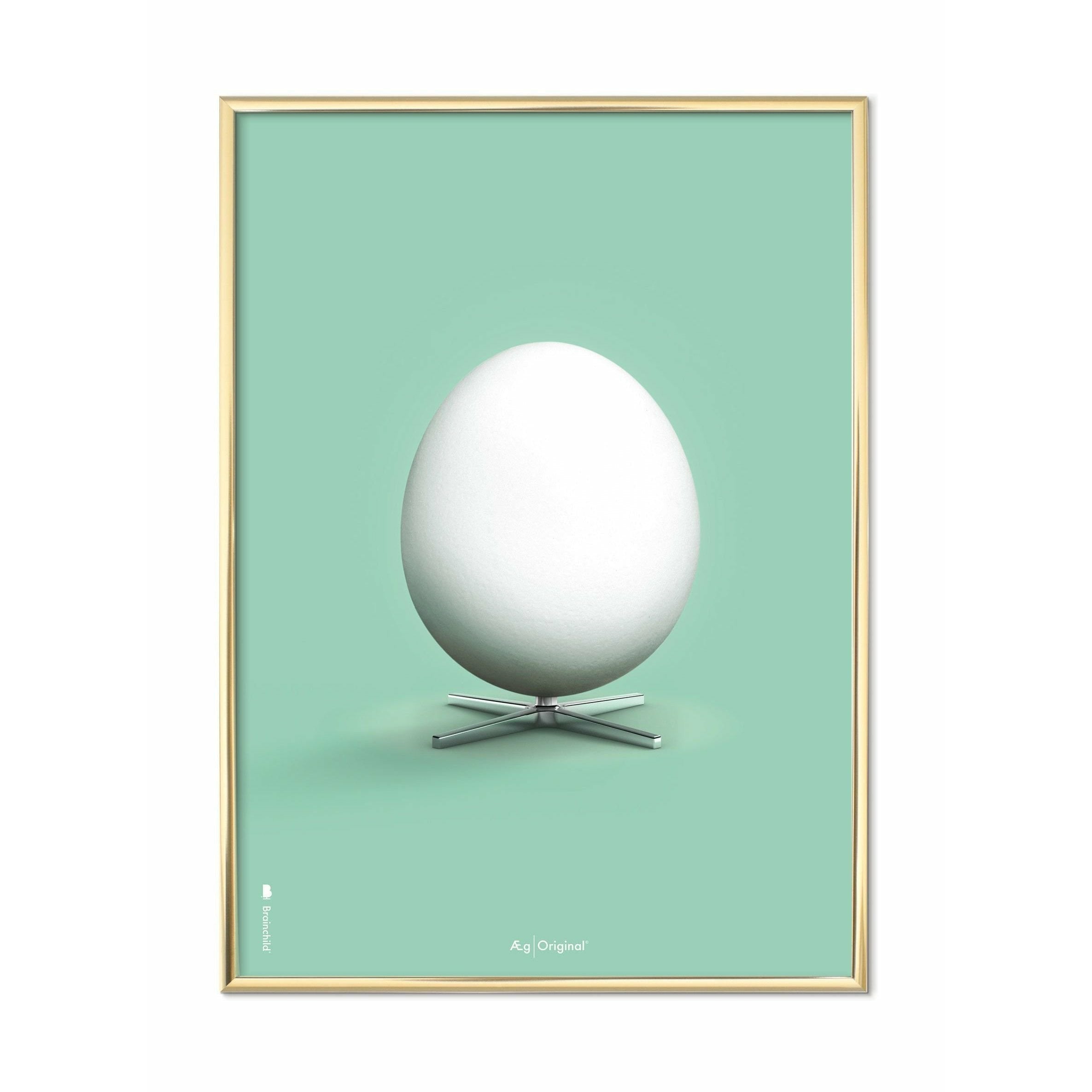 Klasyczny plakat jaja, mosiężna rama 50x70 cm, Mint zielone tło