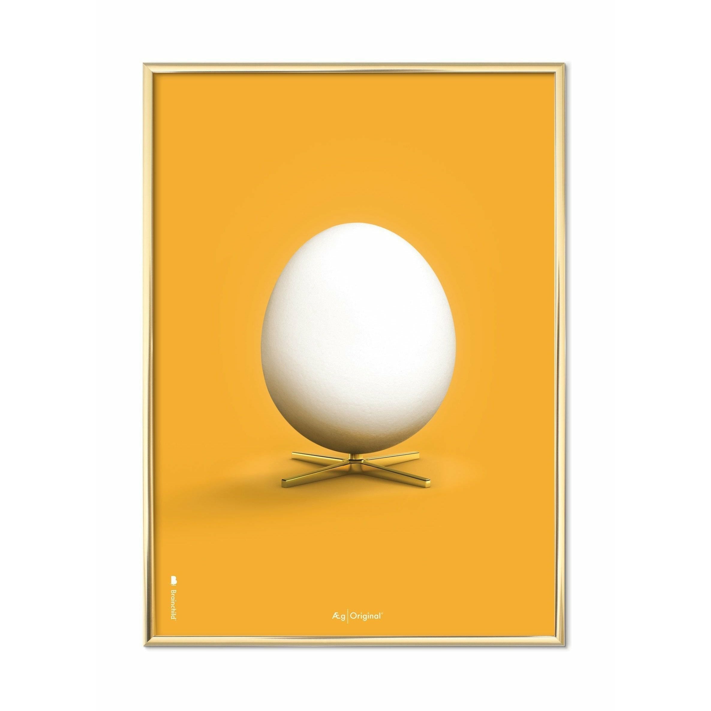 Klasyczny plakat jaja, mosiężna rama 70 x 100 cm, żółte tło