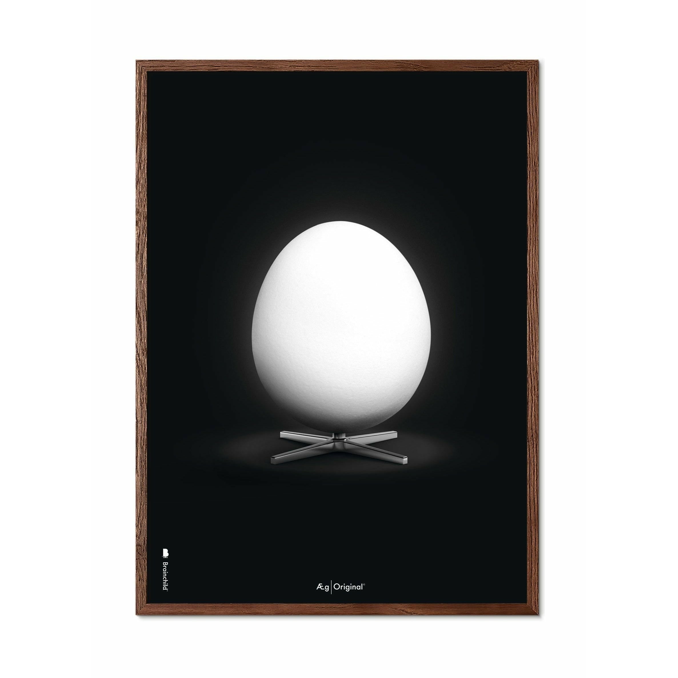 Klasyczny plakat jaja, rama wykonana z ciemnego drewna 30x40 cm, czarne tło