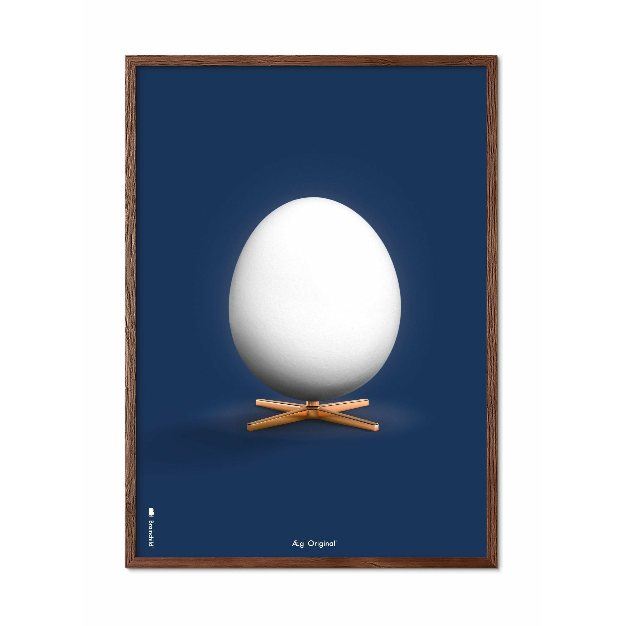 Classic Plakat jaja, ciemne drewniane rama A5, ciemnoniebieskie tło