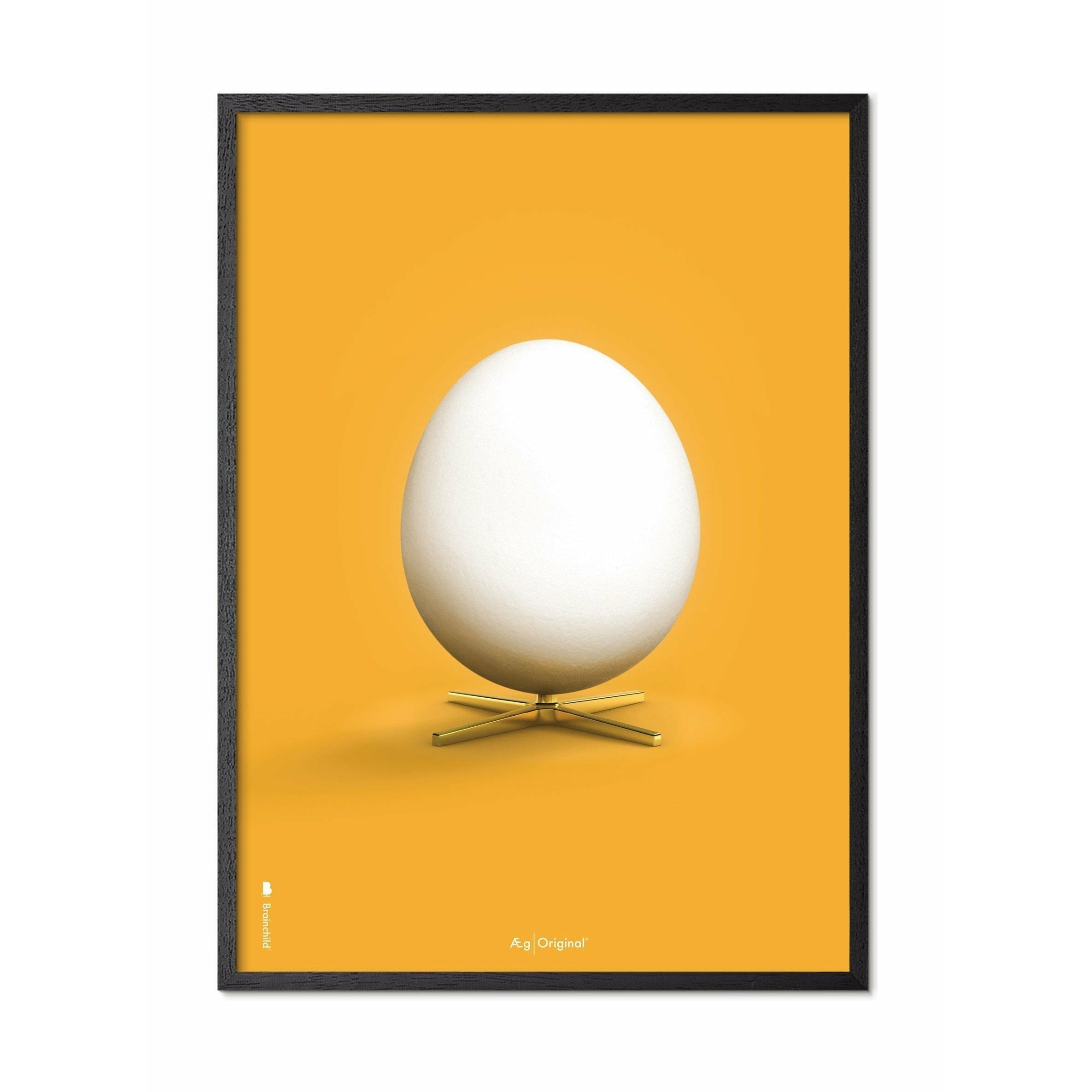 Klasyczny plakat z jajkiem, rama w czarnym lakierowanym drewnie 50x70 cm, żółte tło