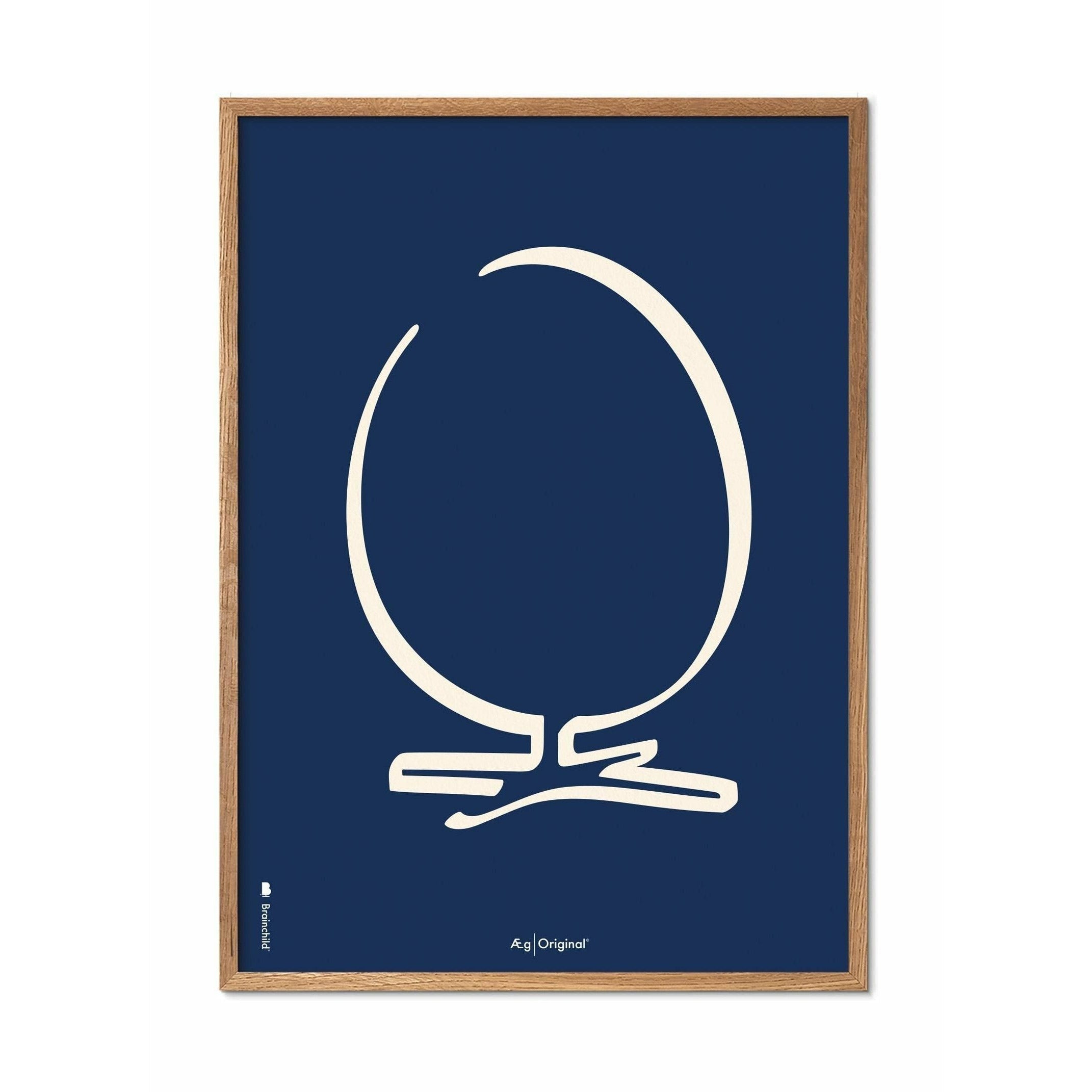 Pomysły plakat linii jaj, rama wykonana z jasnego drewna 70x100 cm, niebieskie tło