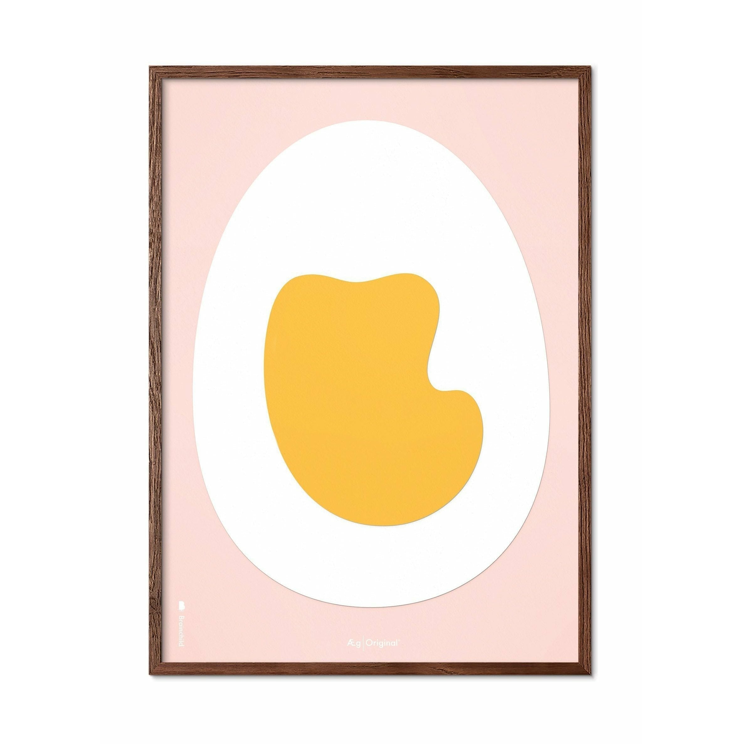 Plakat klipu z papieru do jajka, rama wykonana z ciemnego drewna 30x40 cm, różowe tło