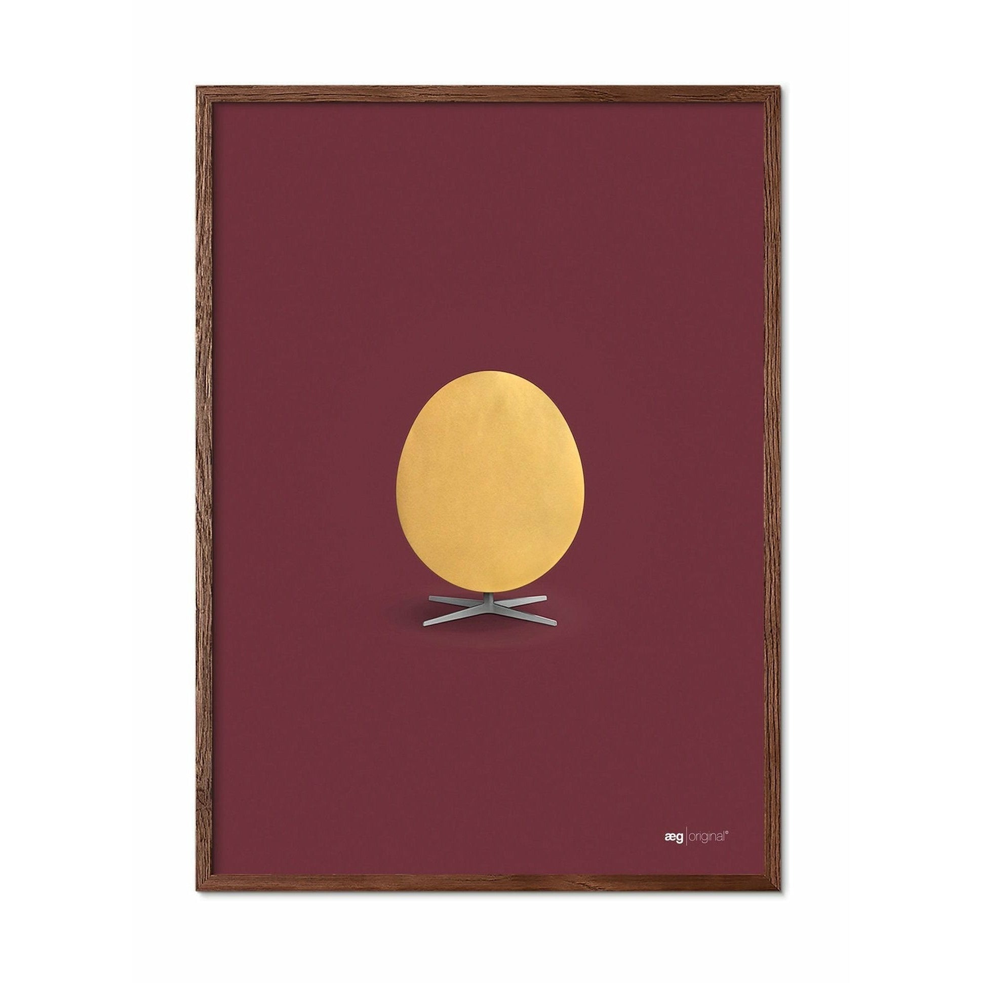 Brainchild Egg Poster, Dark Wood Frame A5, Gold/Bordeaux Background