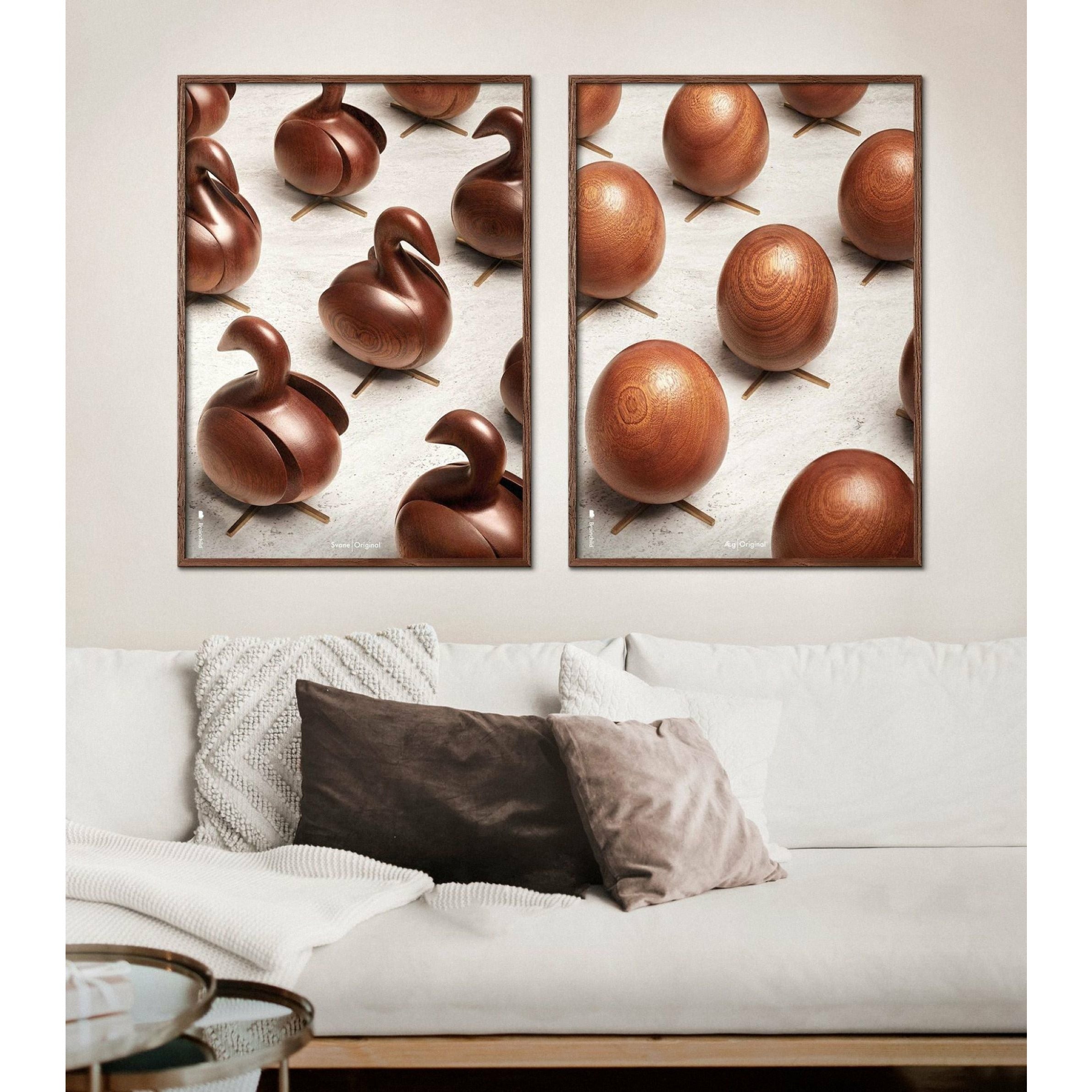 Brainchild Egg Parade Poster, Frame Made Of Dark Wood, 30x40 Cm
