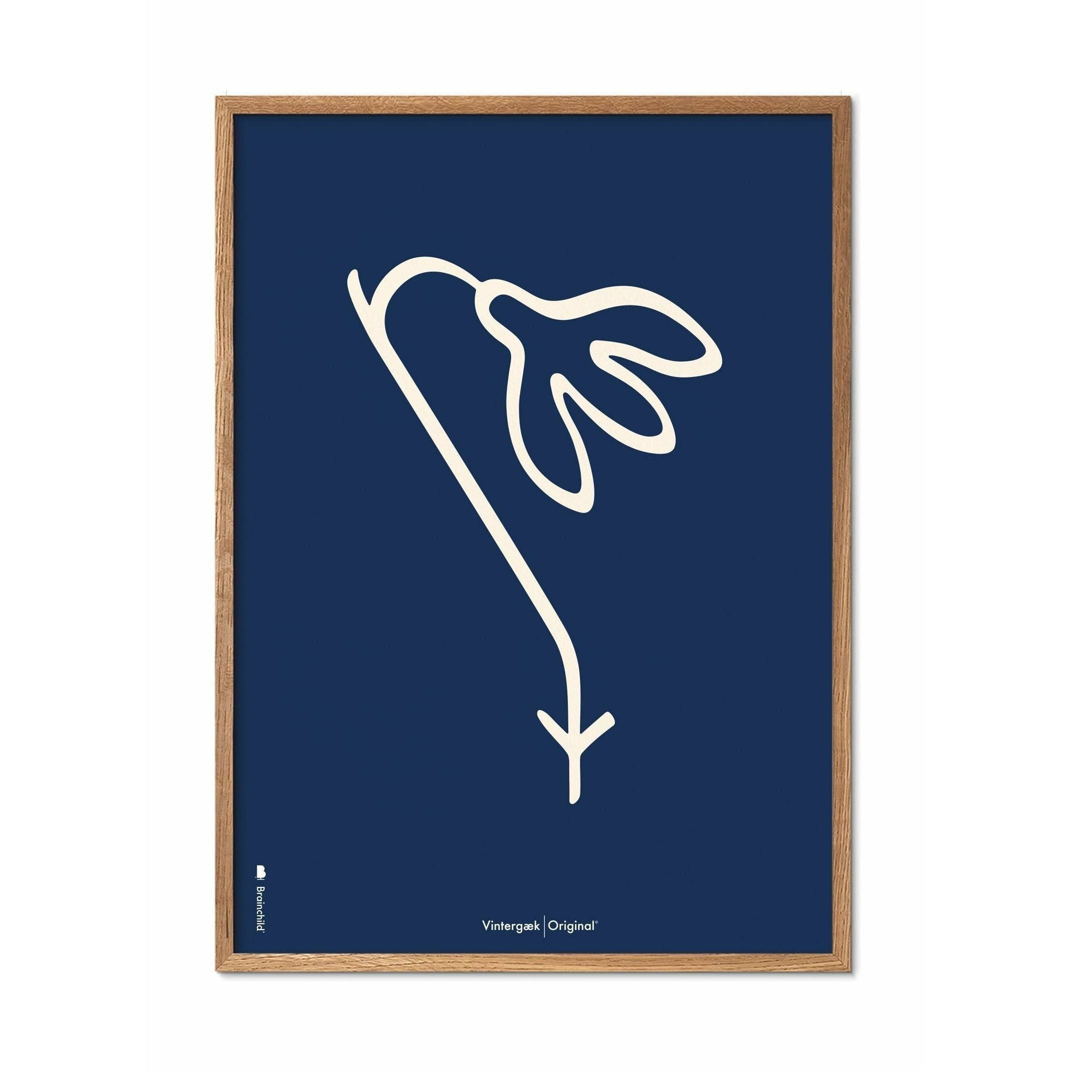 Pomysły plakat linii przebidy, rama wykonana z jasnego drewna 70 x 100 cm, niebieskie tło