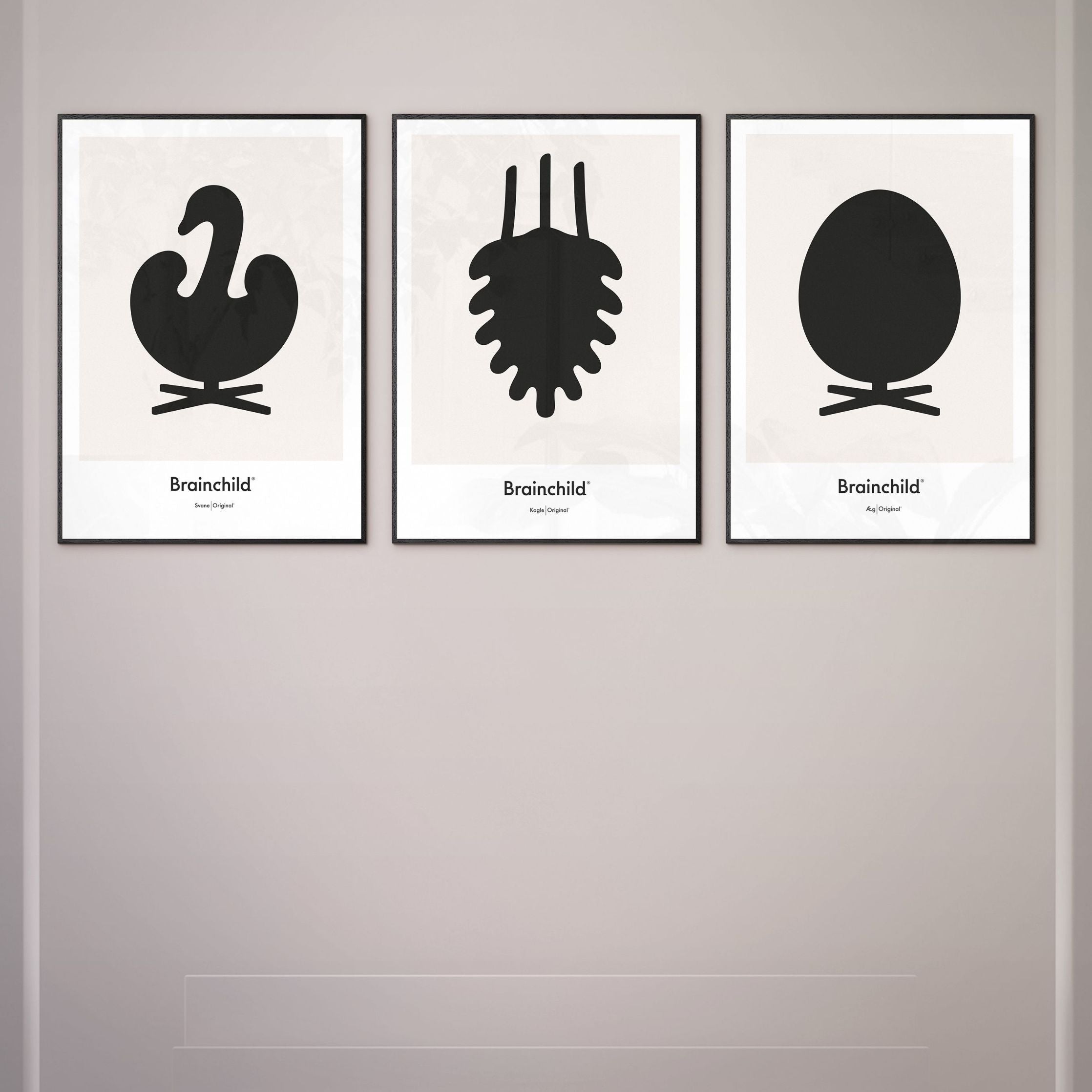 Brainchild Swan Design Icon Poster Without Frame A5, Grey