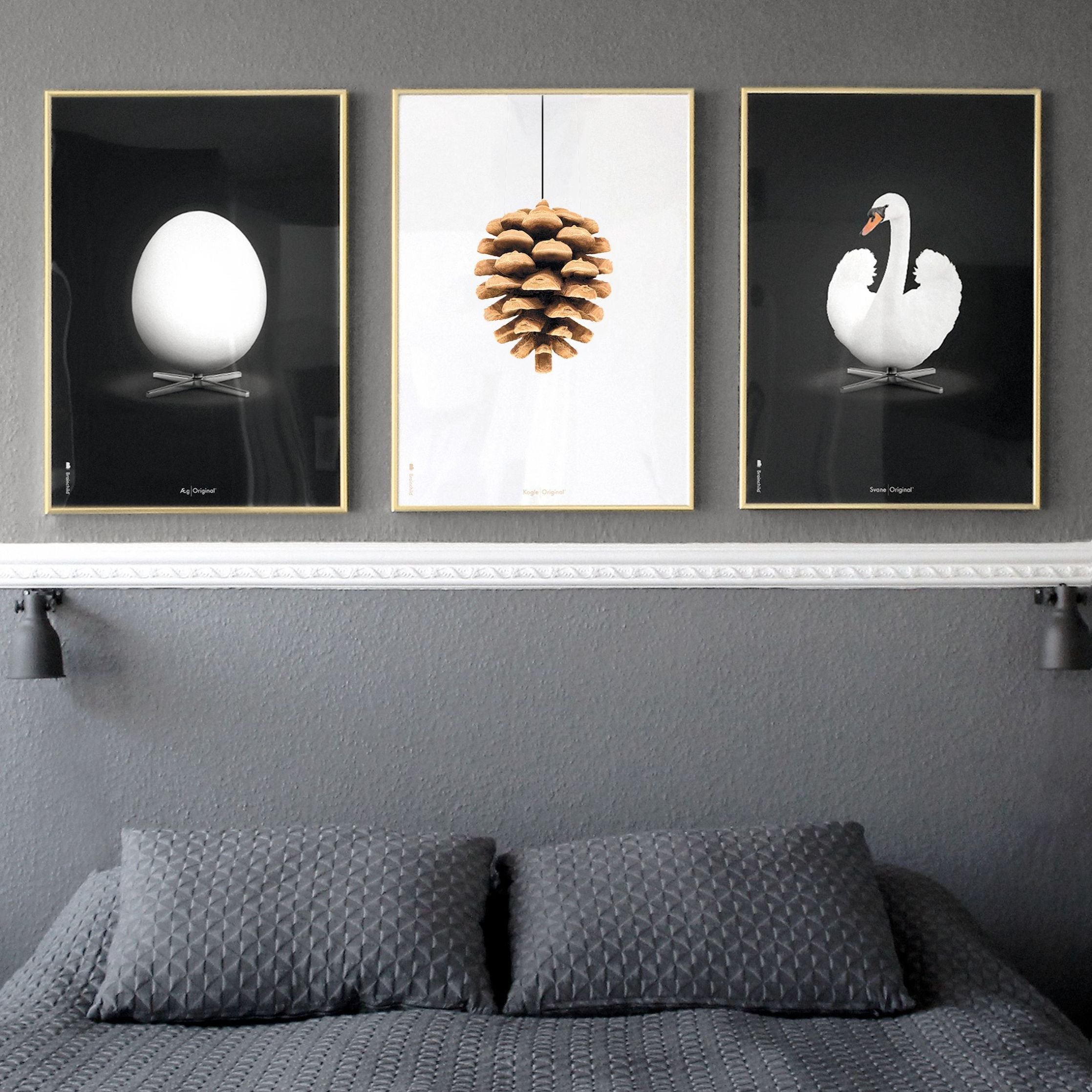 Pomysły Swan Classic Plakat, rama wykonana z ciemnego drewna 30x40 cm, białe/białe tło