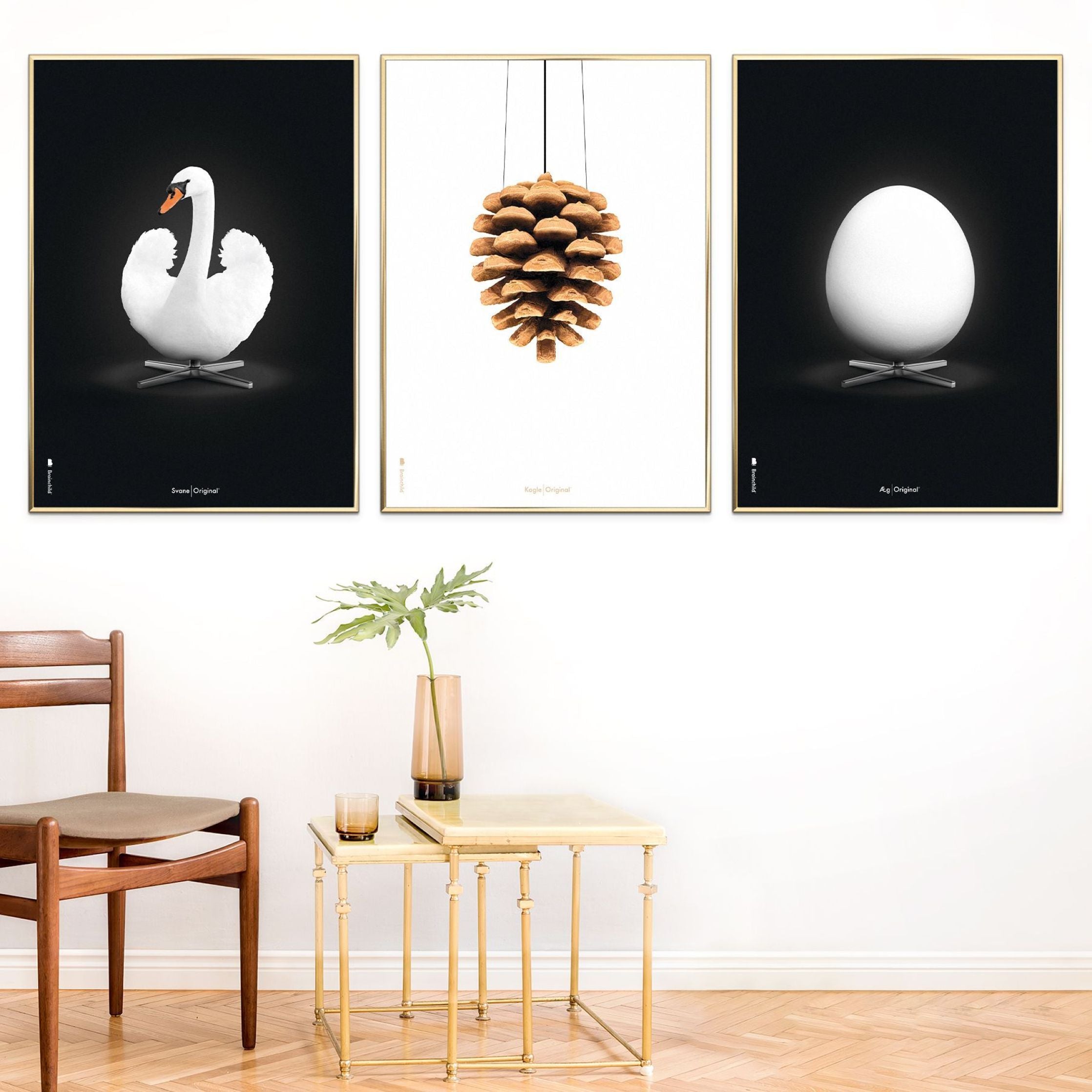 Pomysły Swan Classic Plakat, rama wykonana z ciemnego drewna 30x40 cm, białe/białe tło