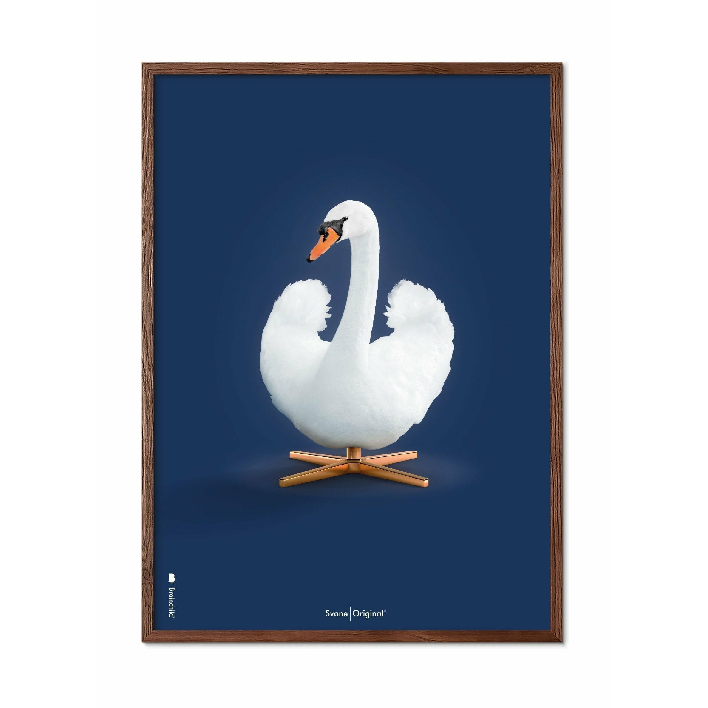 Pomysły Swan Classic Plakat, Ramka Dark Wood A5, ciemnoniebieskie tło