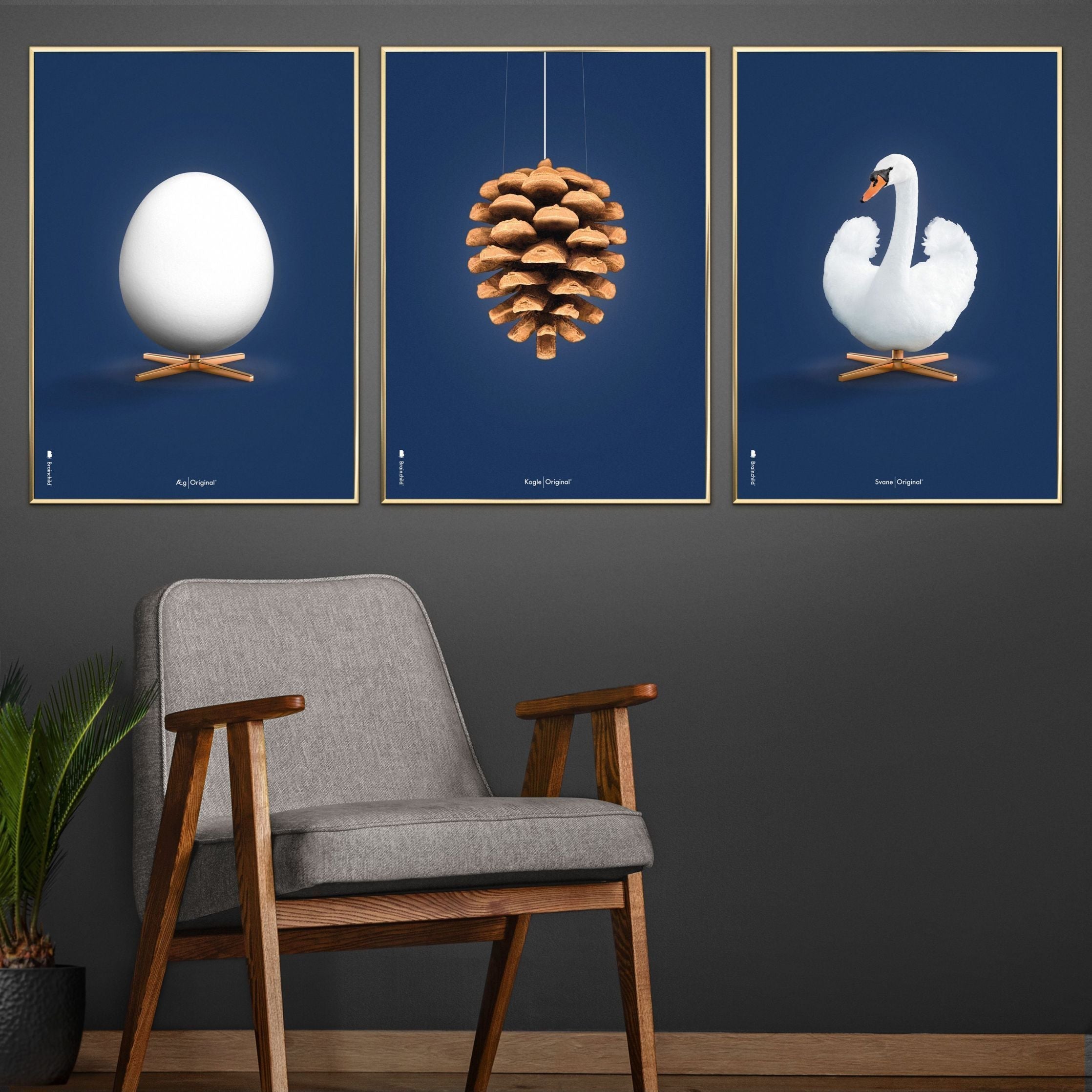 Pomysły Swan Classic Plakat, Free Wood Frame A5, ciemnoniebieskie tło