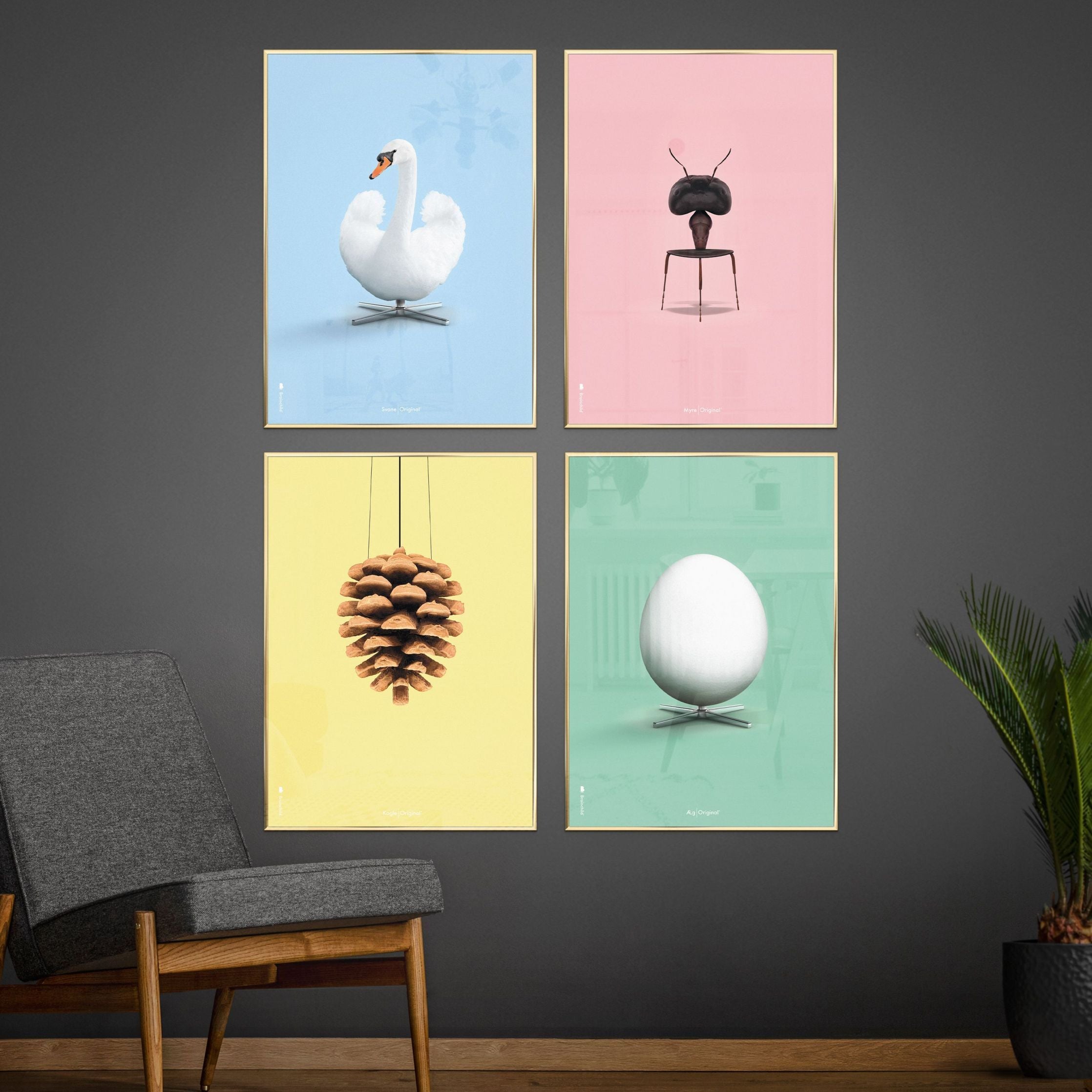 Pomysły Swan Classic Plakat, Light Wood Frame A5, jasnoniebieskie tło