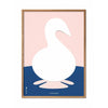 Brainchild Swan Paper Clip Poster, Frame Made Of Light Wood 70x100 Cm, Pink Background