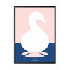 Brainchild Swan Paper Clip Poster, Frame In Black Lacquered Wood 50x70 Cm, Pink Background