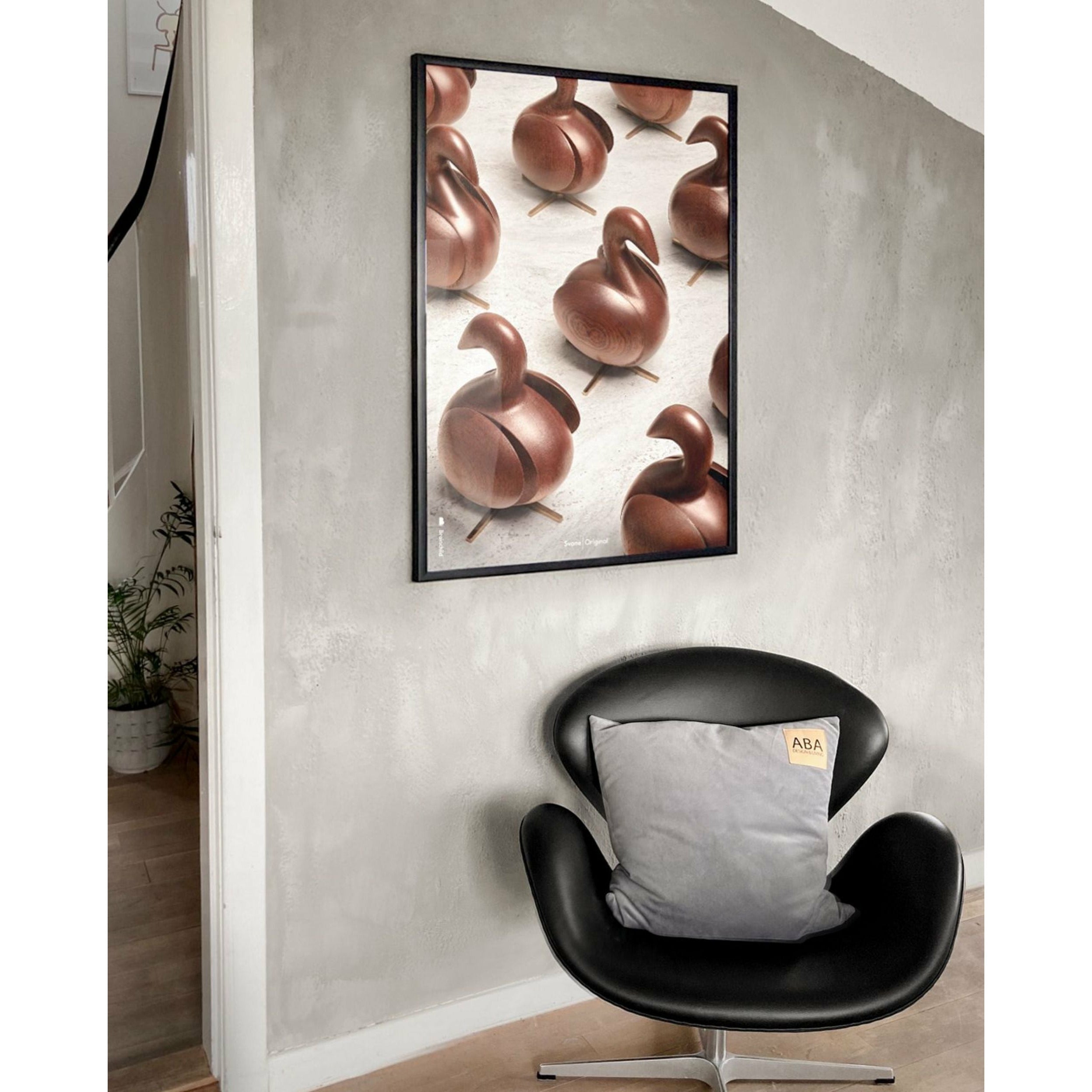 Brainchild Swan Parade Poster, Frame Made Of Dark Wood, 50x70 Cm