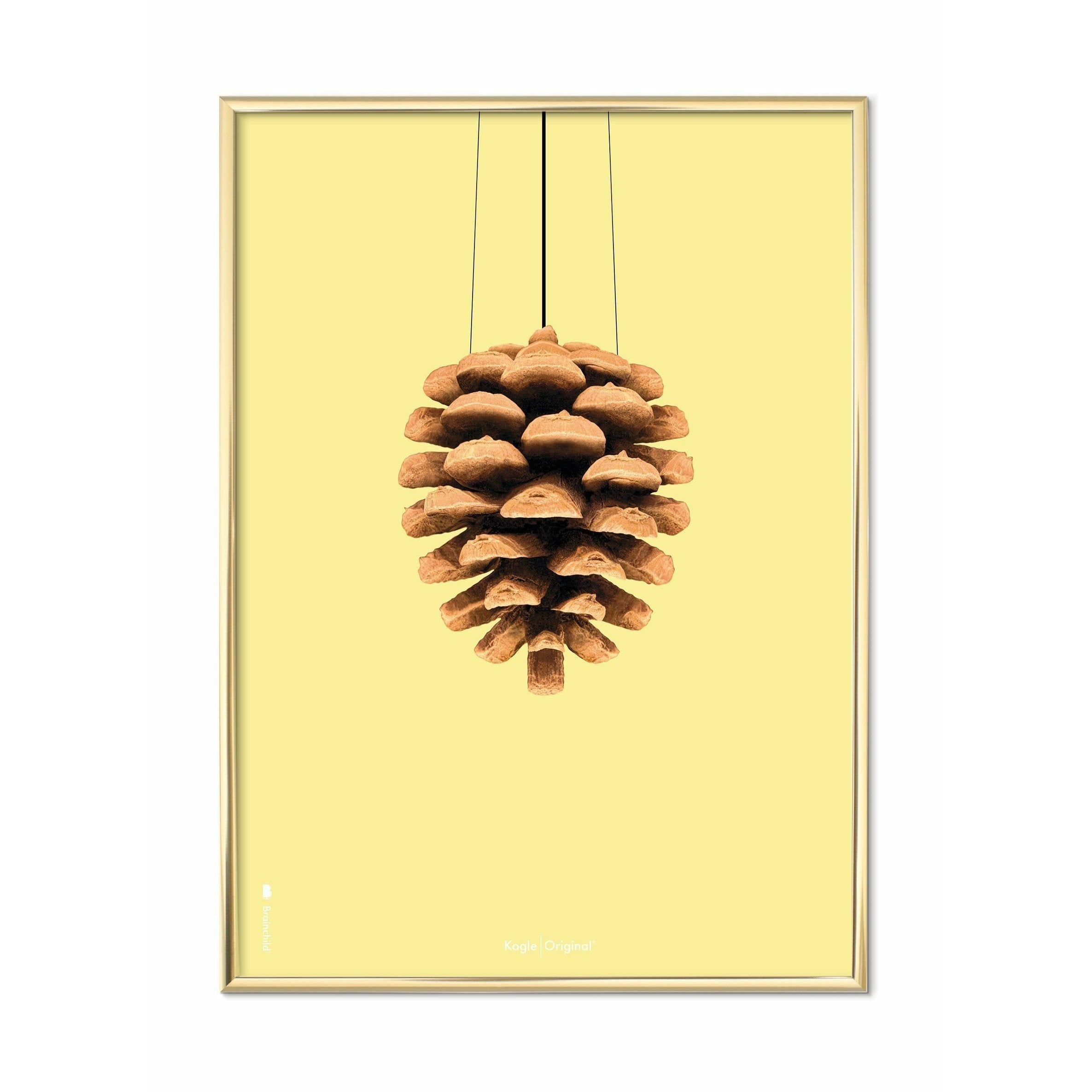 Pomysły Pine Sone Classic Plakat, mosiężna ramka 70 x 100 cm, żółte tło