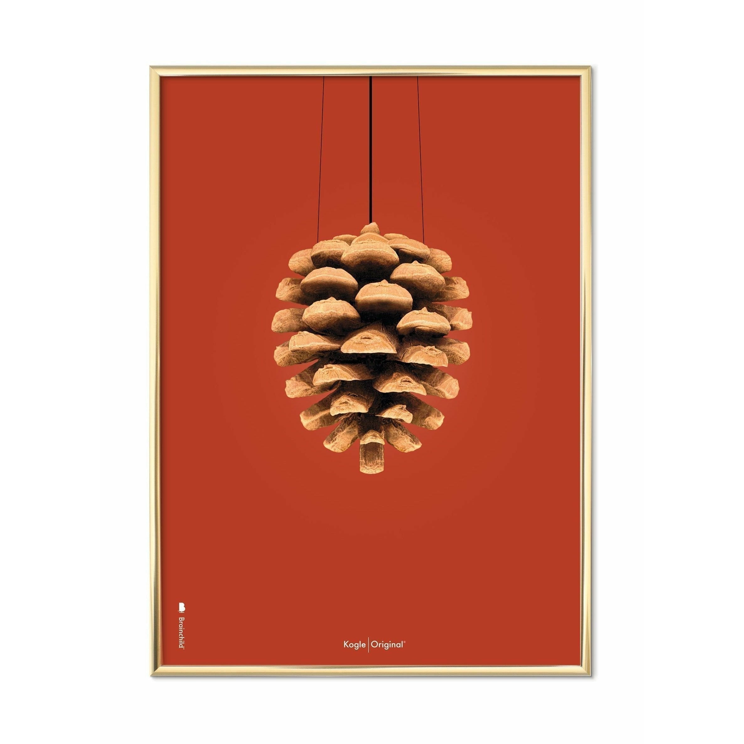Pomysły Pine Sone Classic Plakat, mosiężna rama 70 x 100 cm, czerwone tło