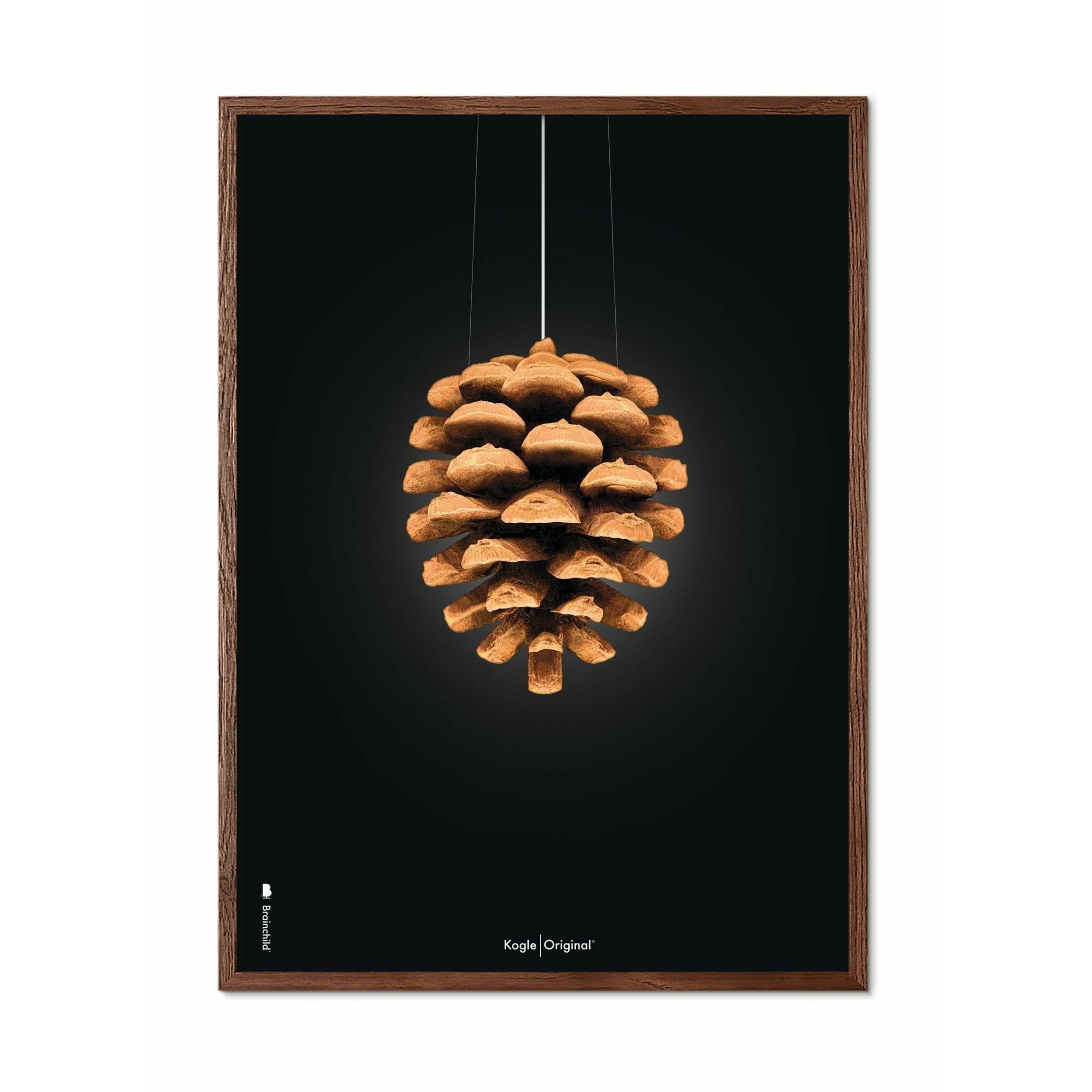 Pomysły Pine Sone Classic Plakat, Rama ciemnego drewna A5, czarne tło