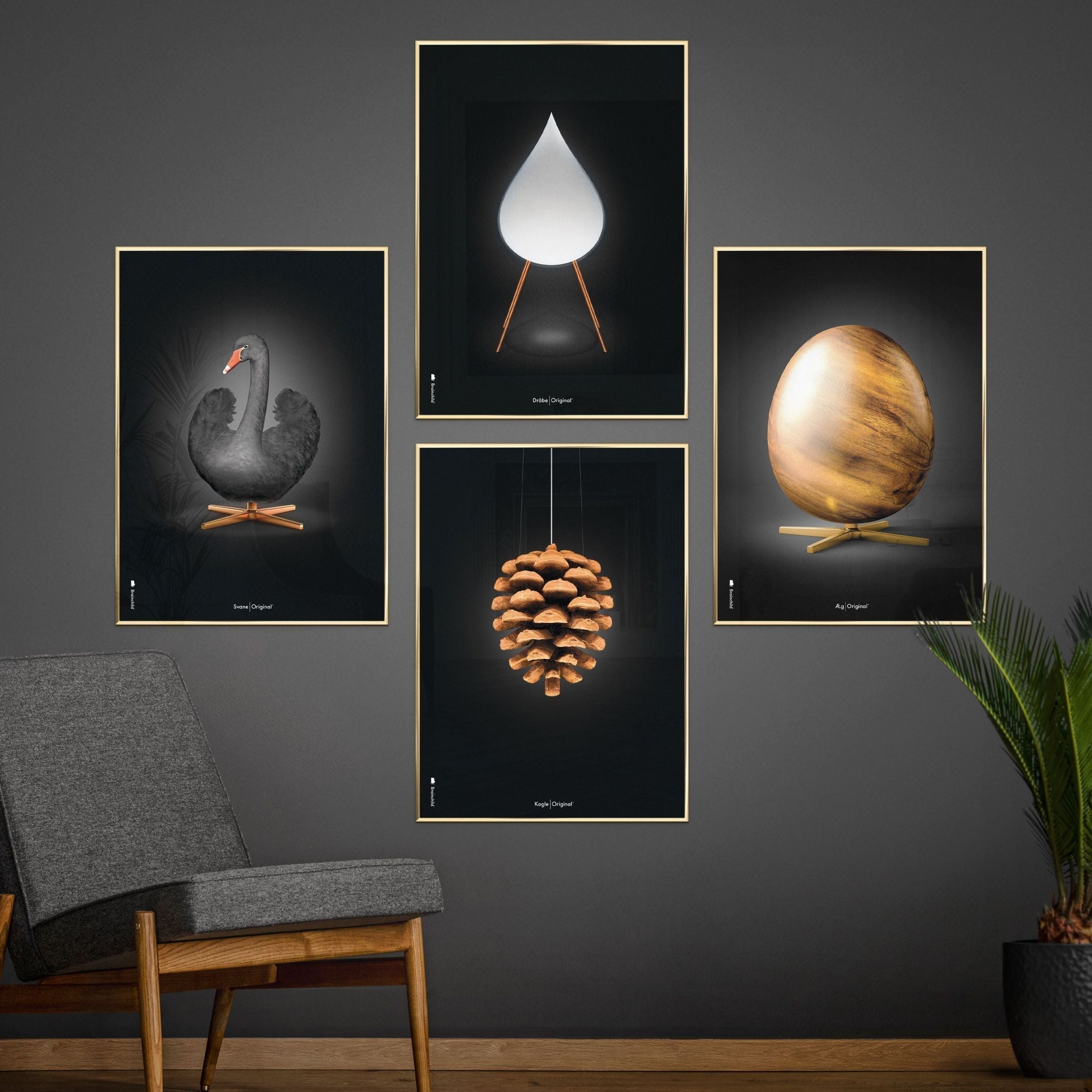 Pomysły Pine Classic Plakat, rama wykonana z jasnego drewna 70x100 cm, czarne tło