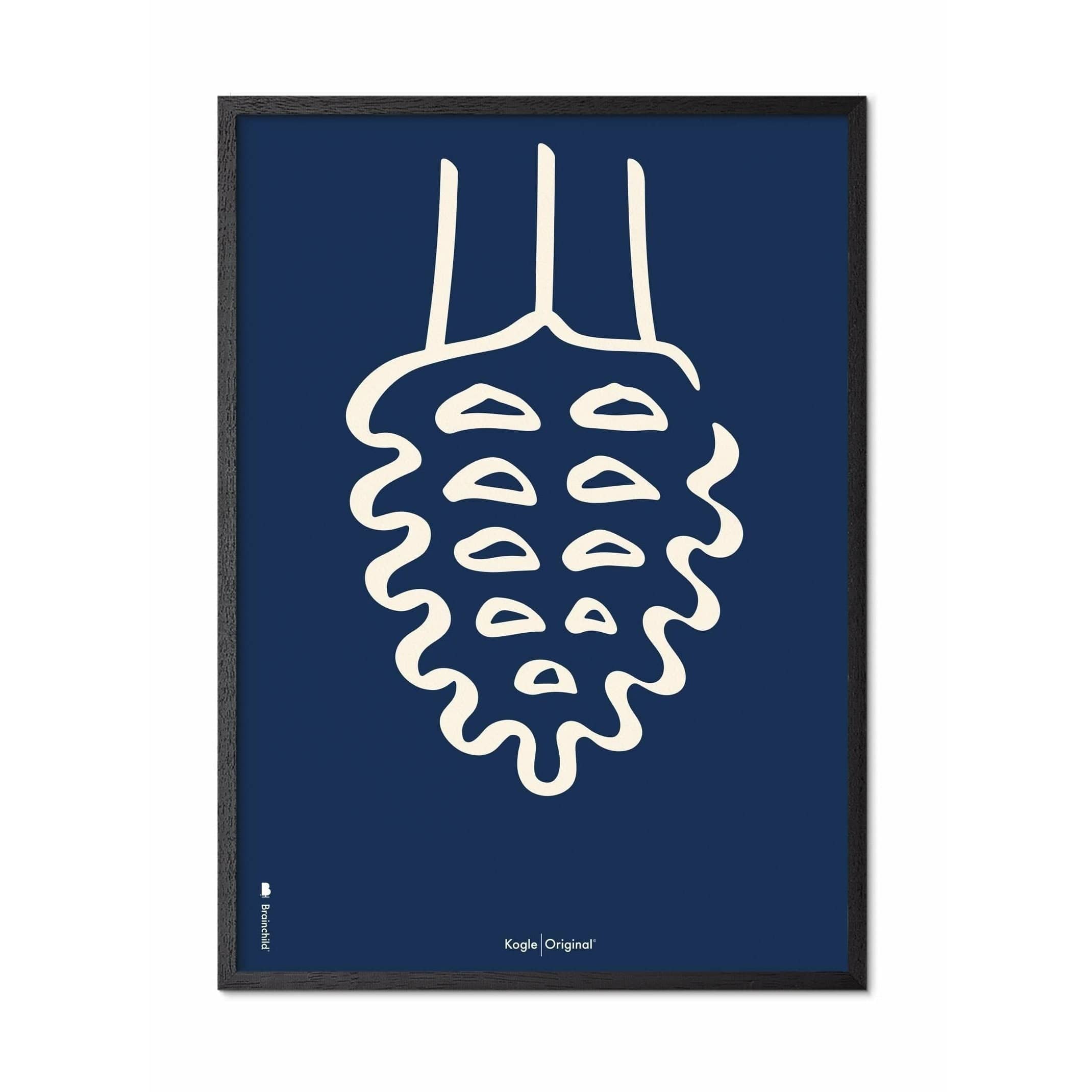 Pomysły plakat linii stożkowej, rama w czarnym lakierowanym drewnie 30x40 cm, niebieskie tło