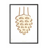 Brainchild Pine Cone Line Poster, Frame In Black Lacquered Wood 30x40 Cm, White Background