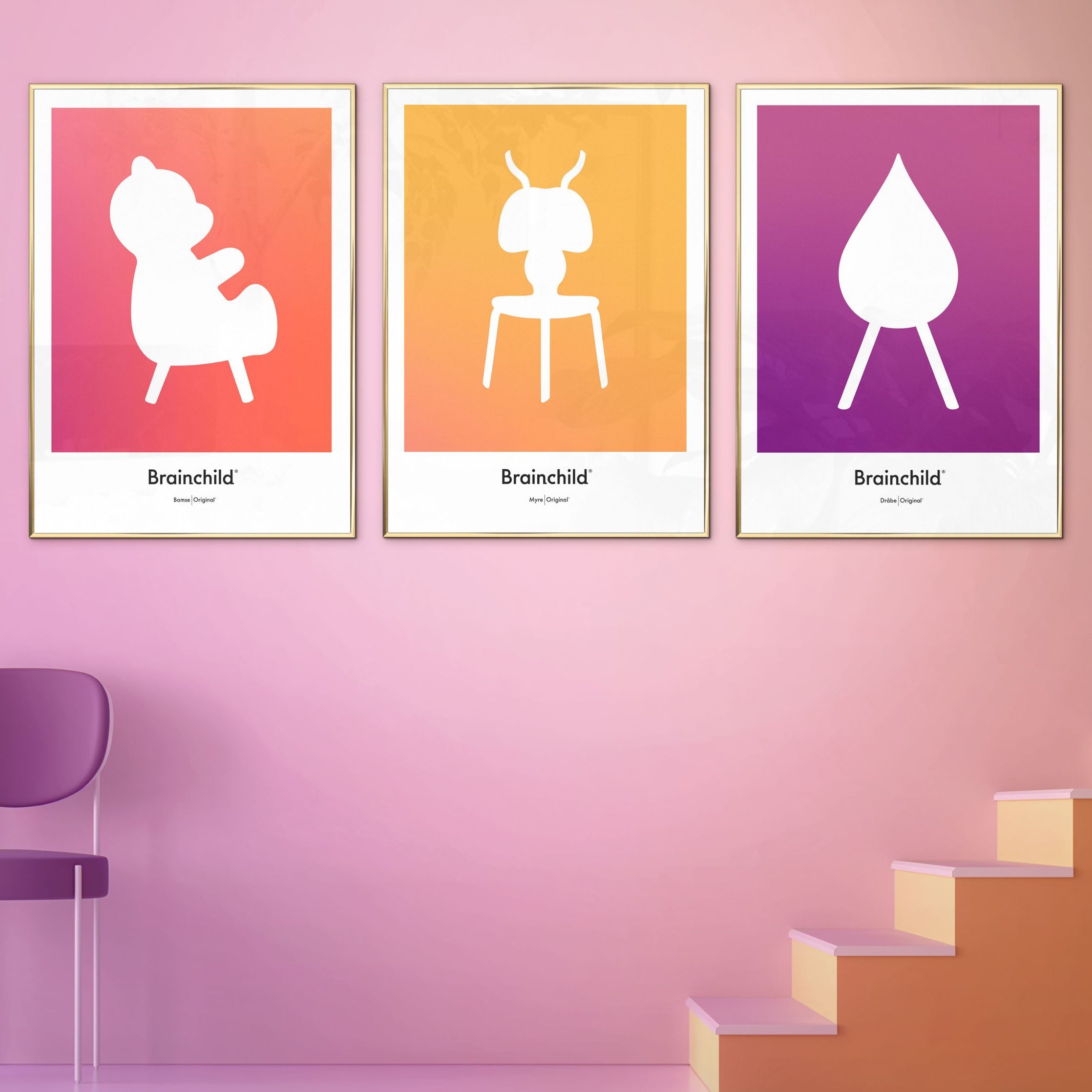 Brainchild Teddy Bear Design Icon Poster Without Frame A5, Orange