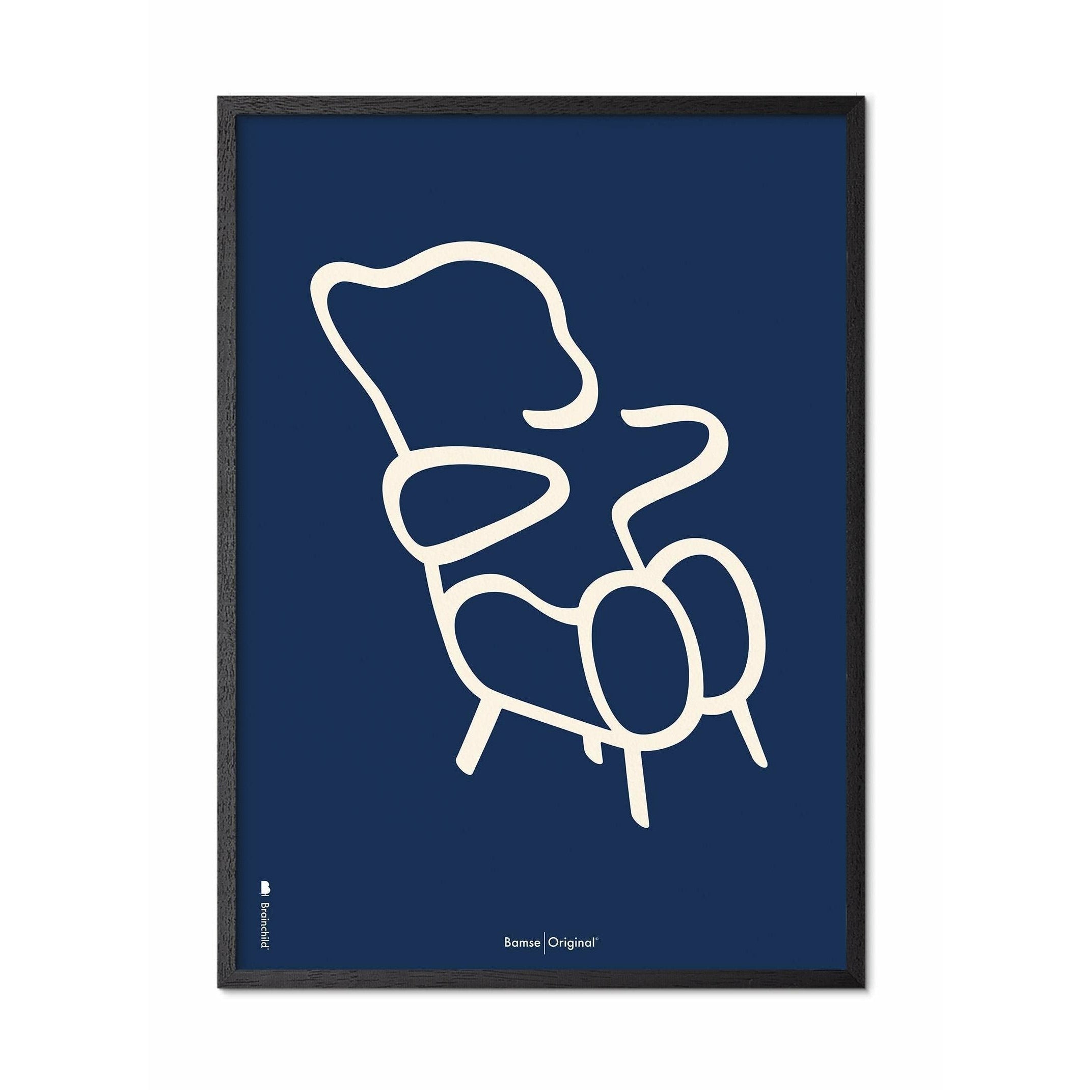 Pomysły plakat linii misy, rama w czarnym lakierowanym drewnie 50x70 cm, niebieskie tło