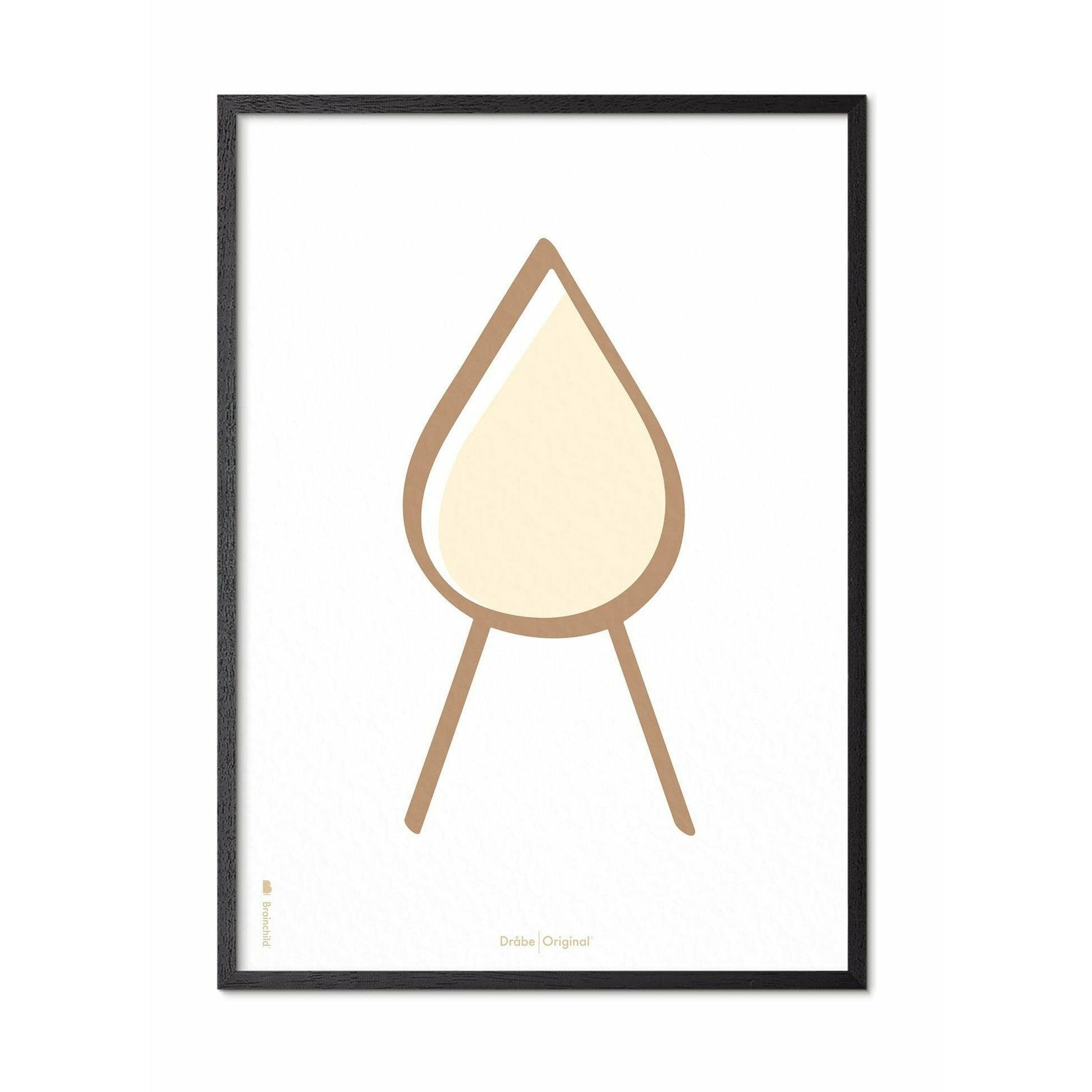 Brainchild Drop Line Poster, Frame In Black Lacquered Wood 70x100 Cm, White Background