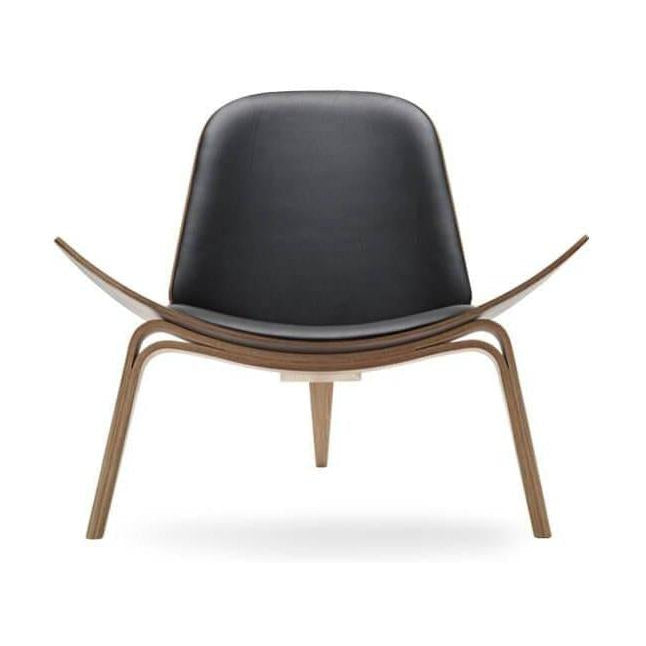 Carl Hansen CH07 Shell Krzesło, wędzony dąb/czarna skóra Thor 301