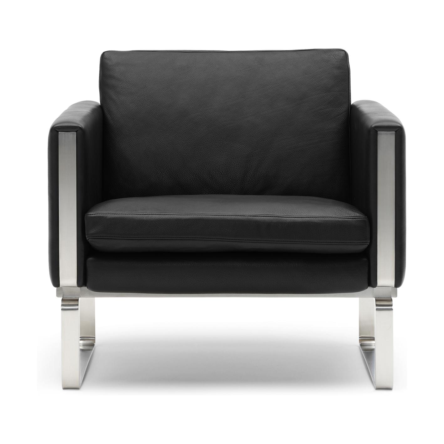 Carl Hansen CH101 Salonowa krzesło stali nierdzewne, czarna skóra (Thor 301)