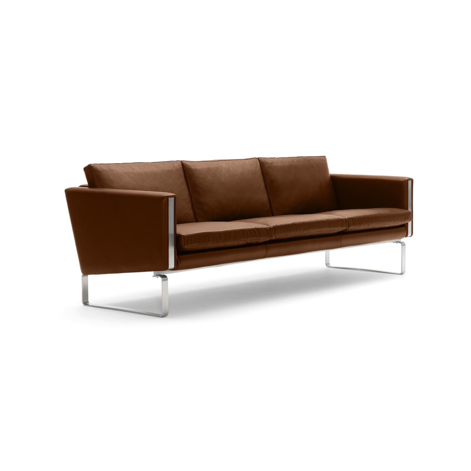Sofa Carl Hansen CH103, stalowa/brązowa skóra