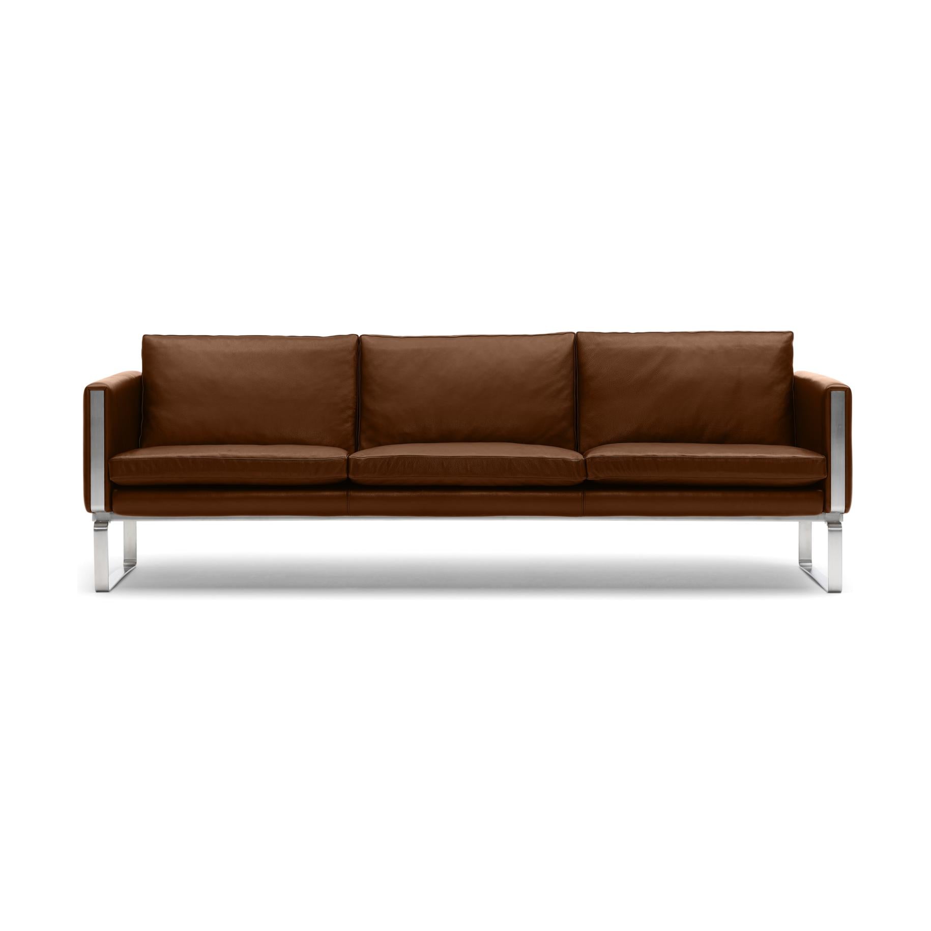 Sofa Carl Hansen CH103, stalowa/brązowa skóra