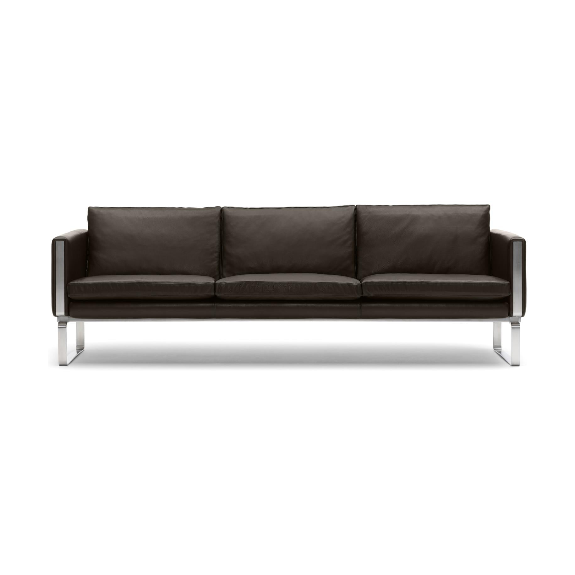 Sofa Carl Hansen CH103, stalowa/ciemnobrązowa skóra